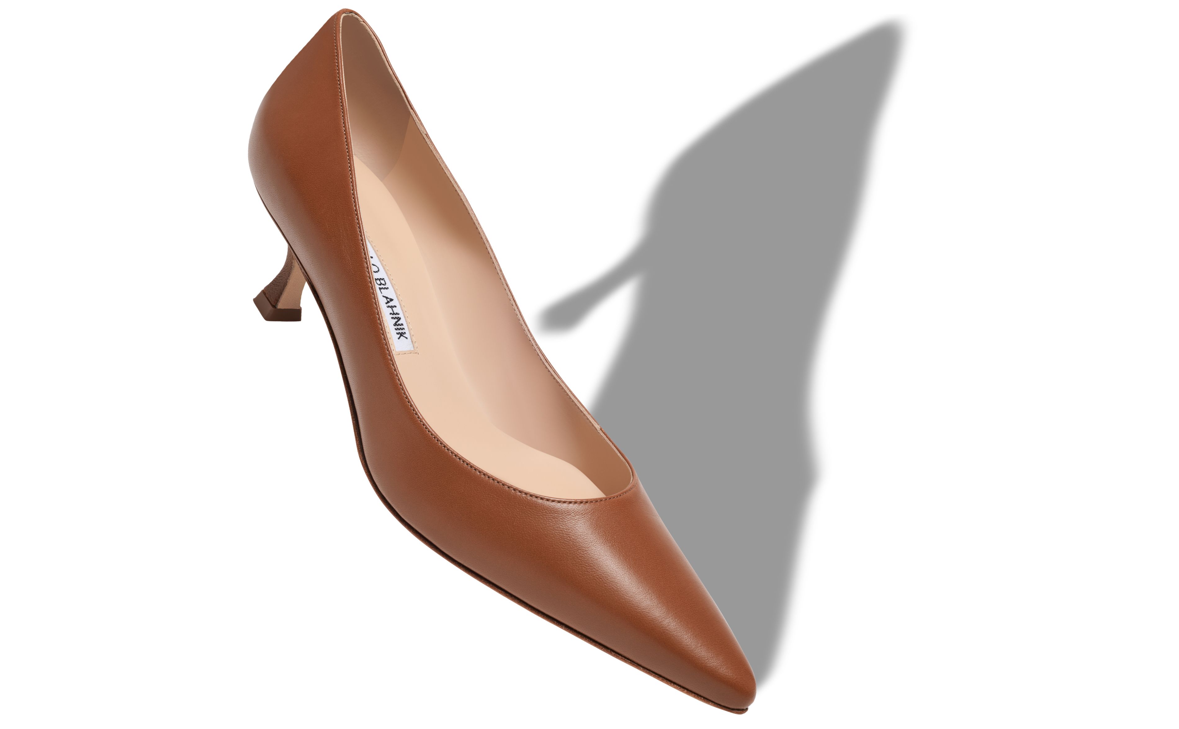 Designer Brown Nappa Leather Pointed Toe Pumps - Image Main View