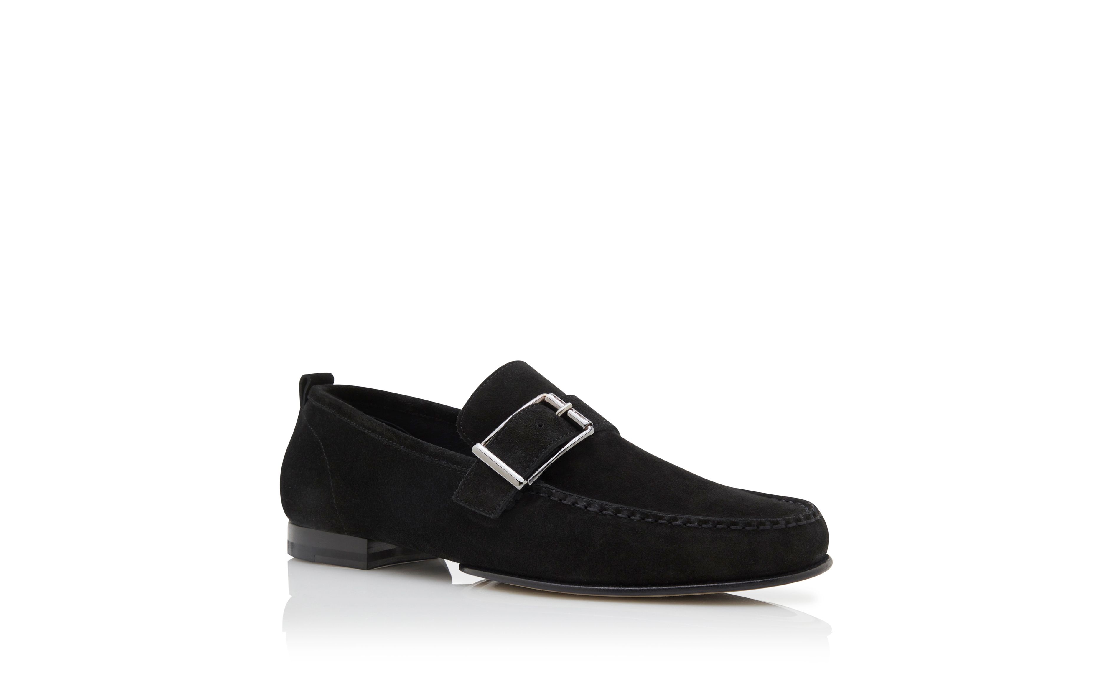 Designer Black Suede Buckle Slippers - Image Upsell