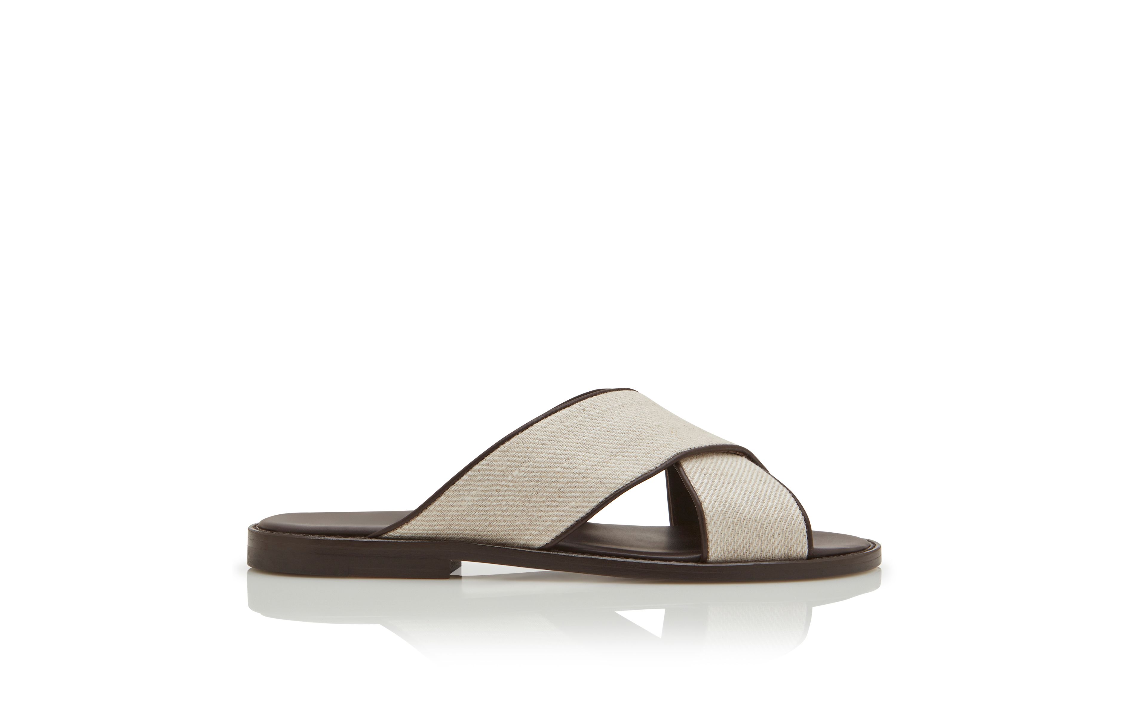 Designer Cream Linen Sandals - Image Side View