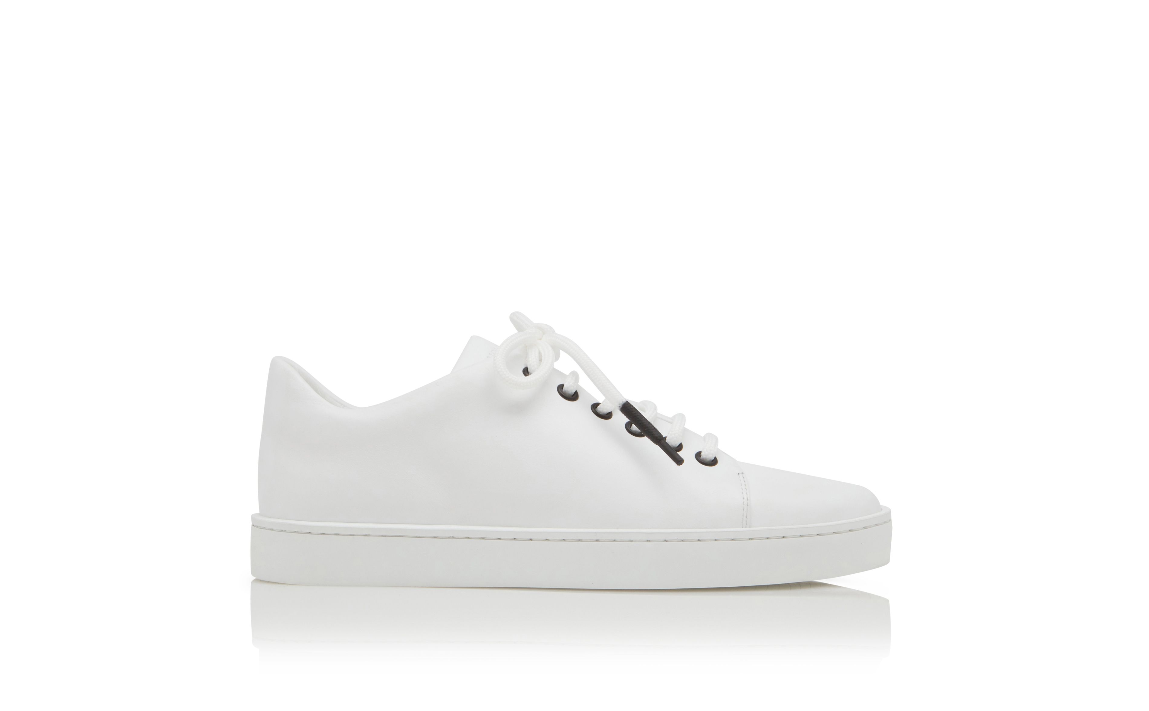 Designer White Calf Leather Low Cut Sneakers - Image thumbnail