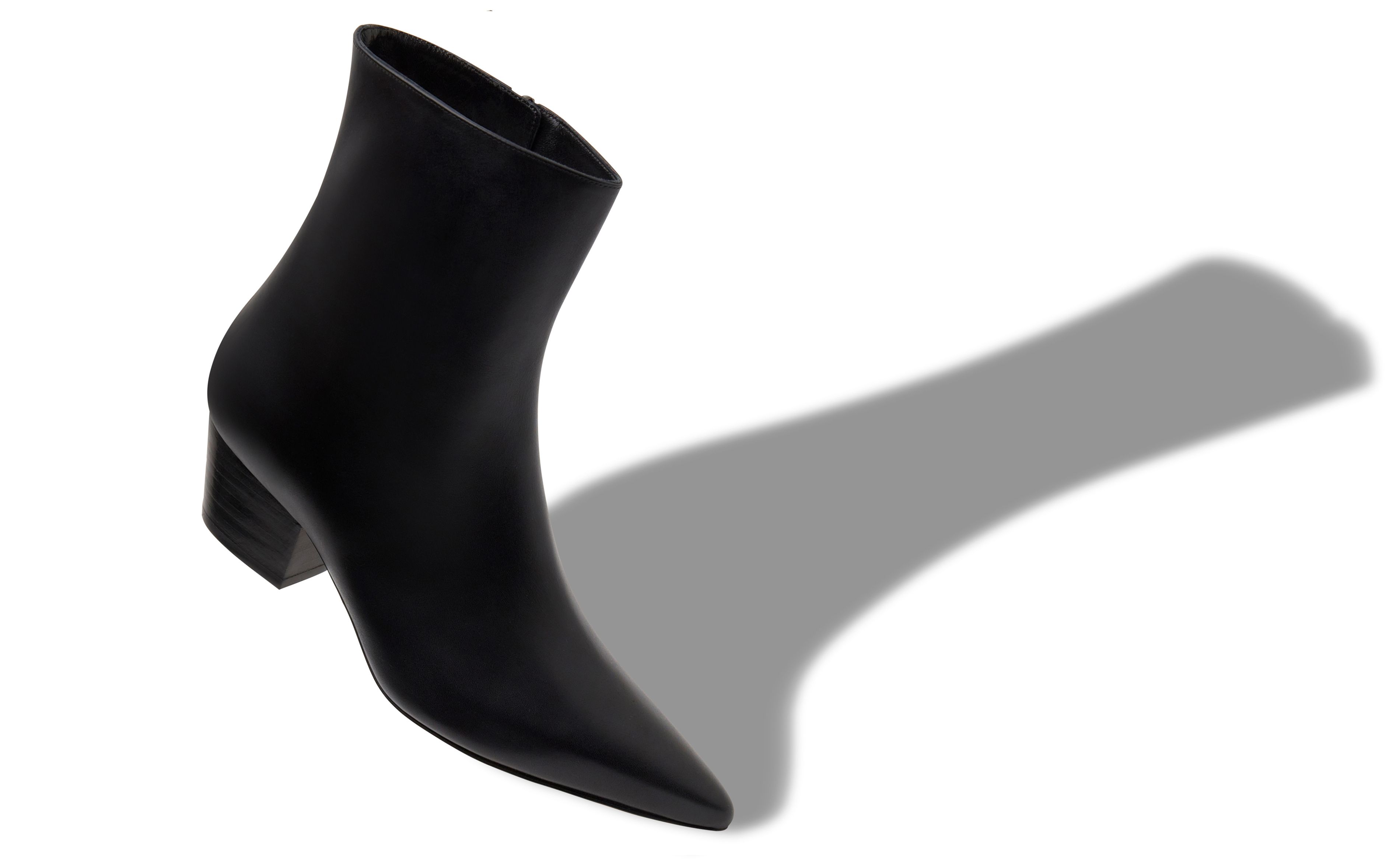 Designer Black Calf Leather Ankle Boots  - Image Main