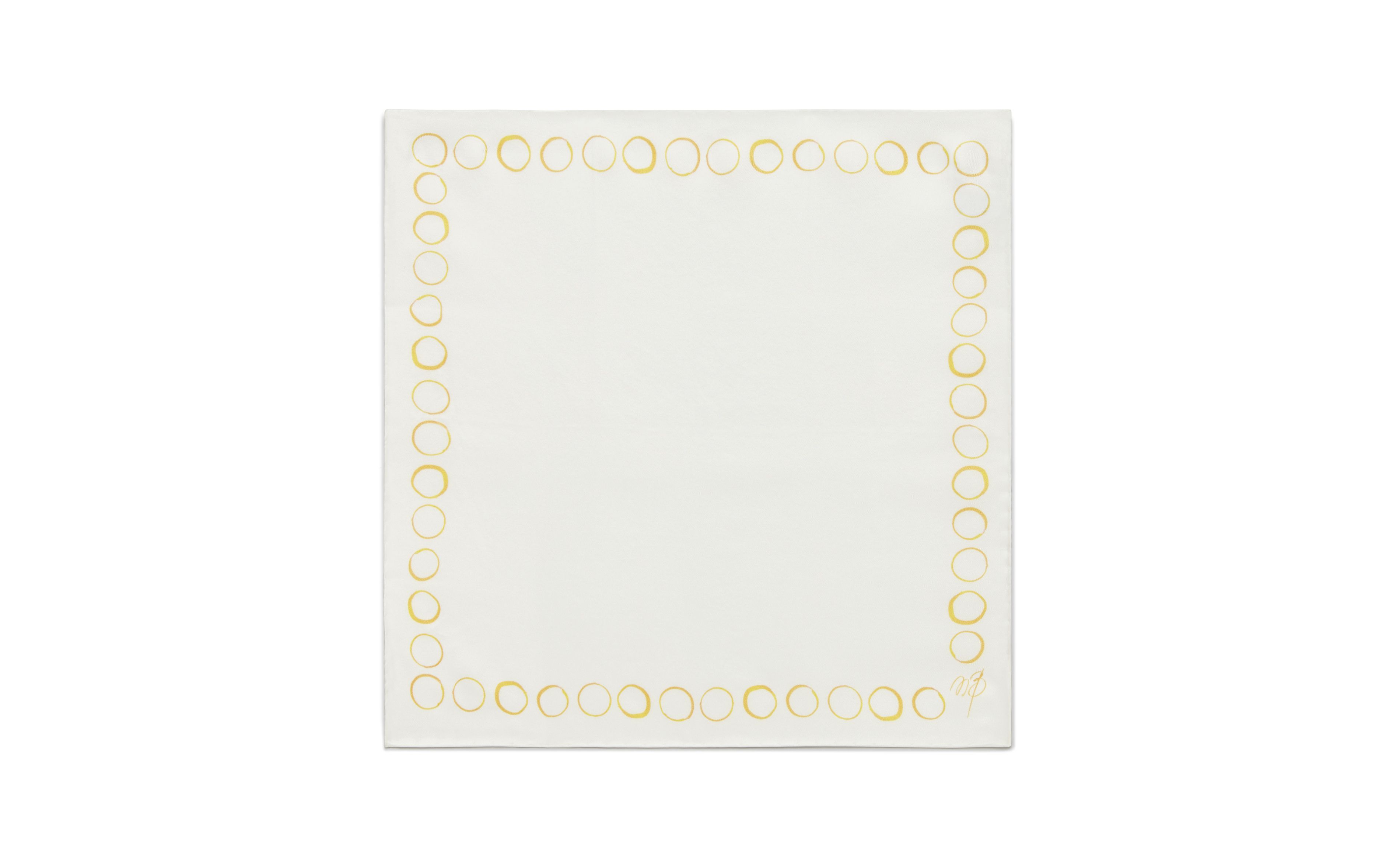 Designer Ivory and Yellow Silk Pocket Square - Image thumbnail
