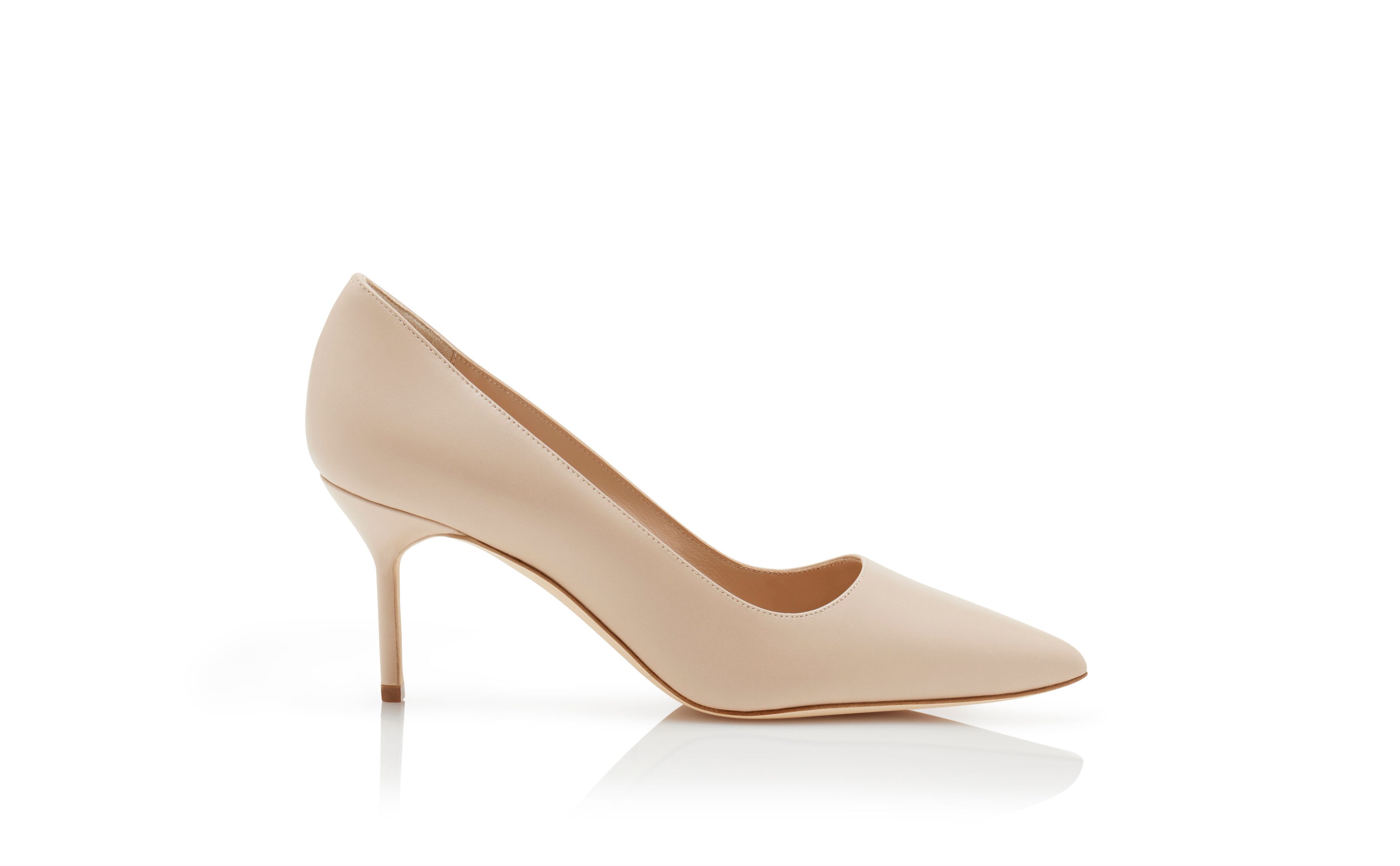 Designer Beige Calf Leather Pointed Toe Pumps - Image thumbnail