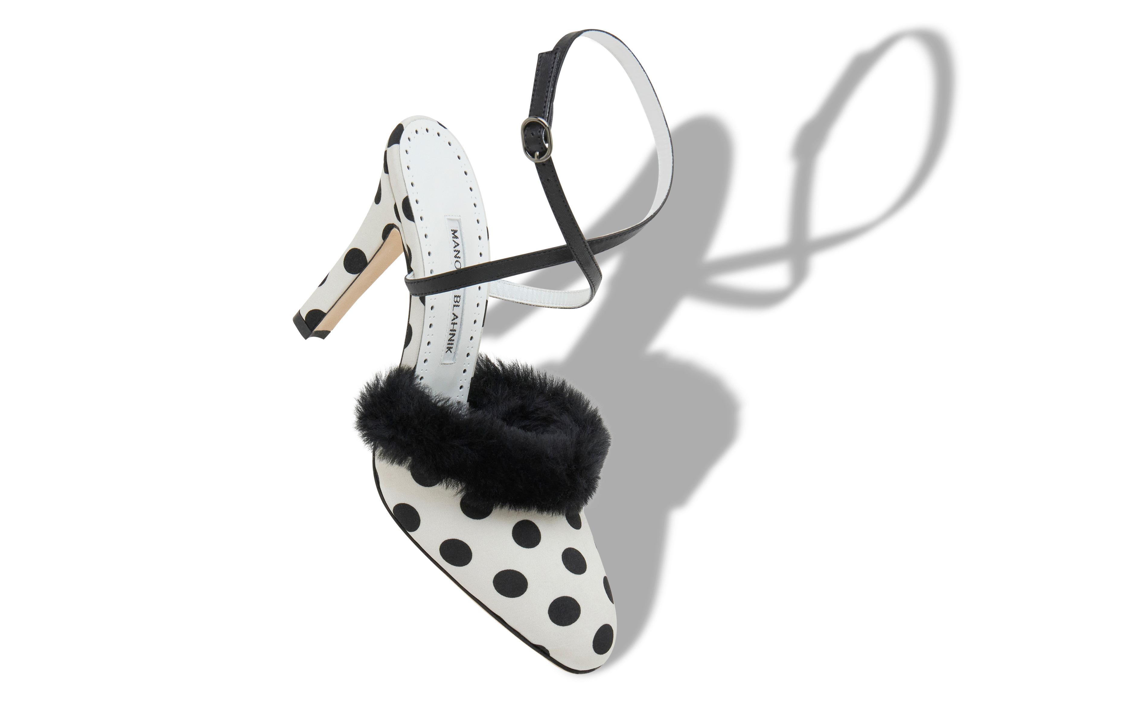 Designer Monochrome Crepe De Chine Polka Dot Pumps - Image Main