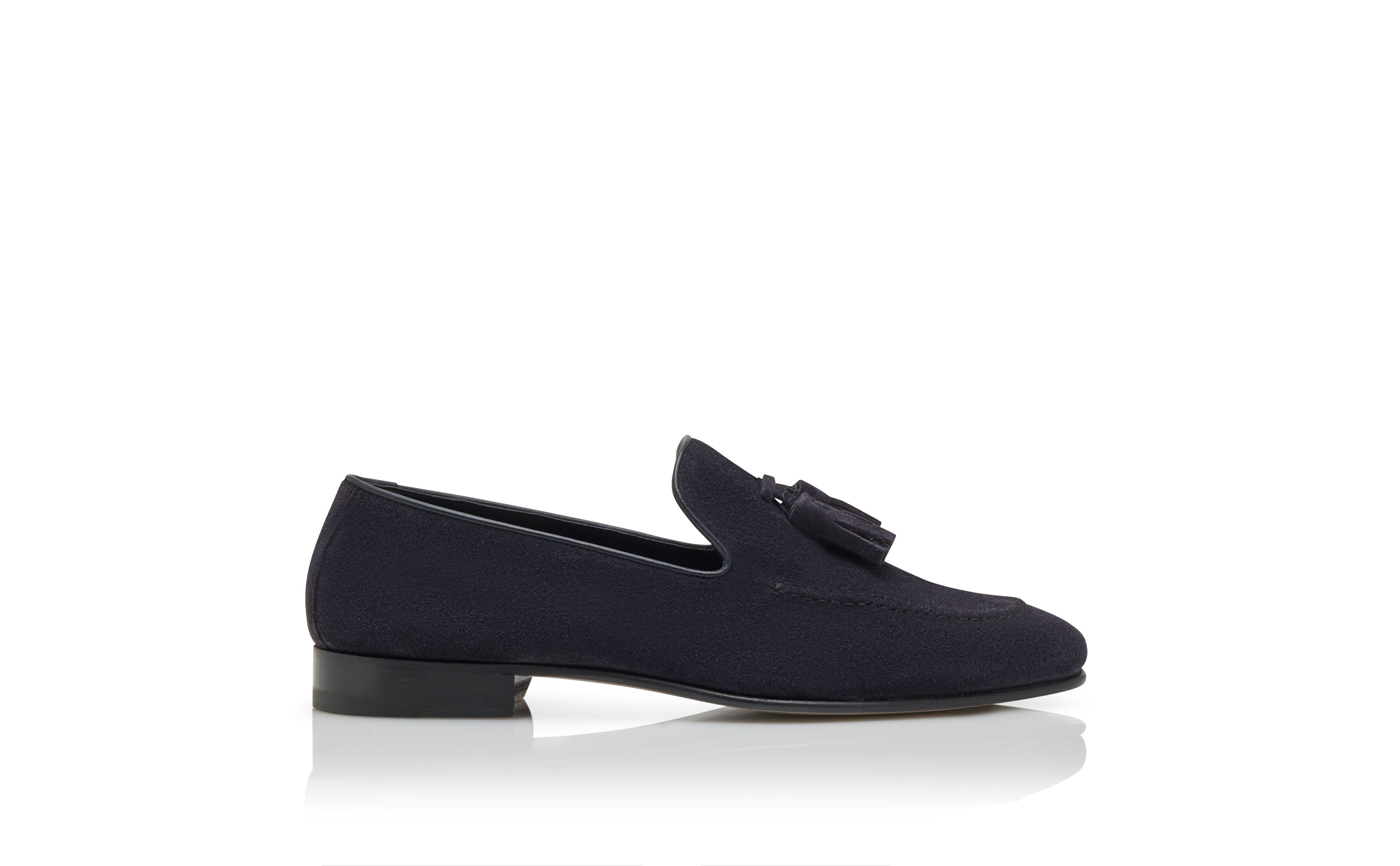 Designer Navy Blue Suede Loafers - Image thumbnail