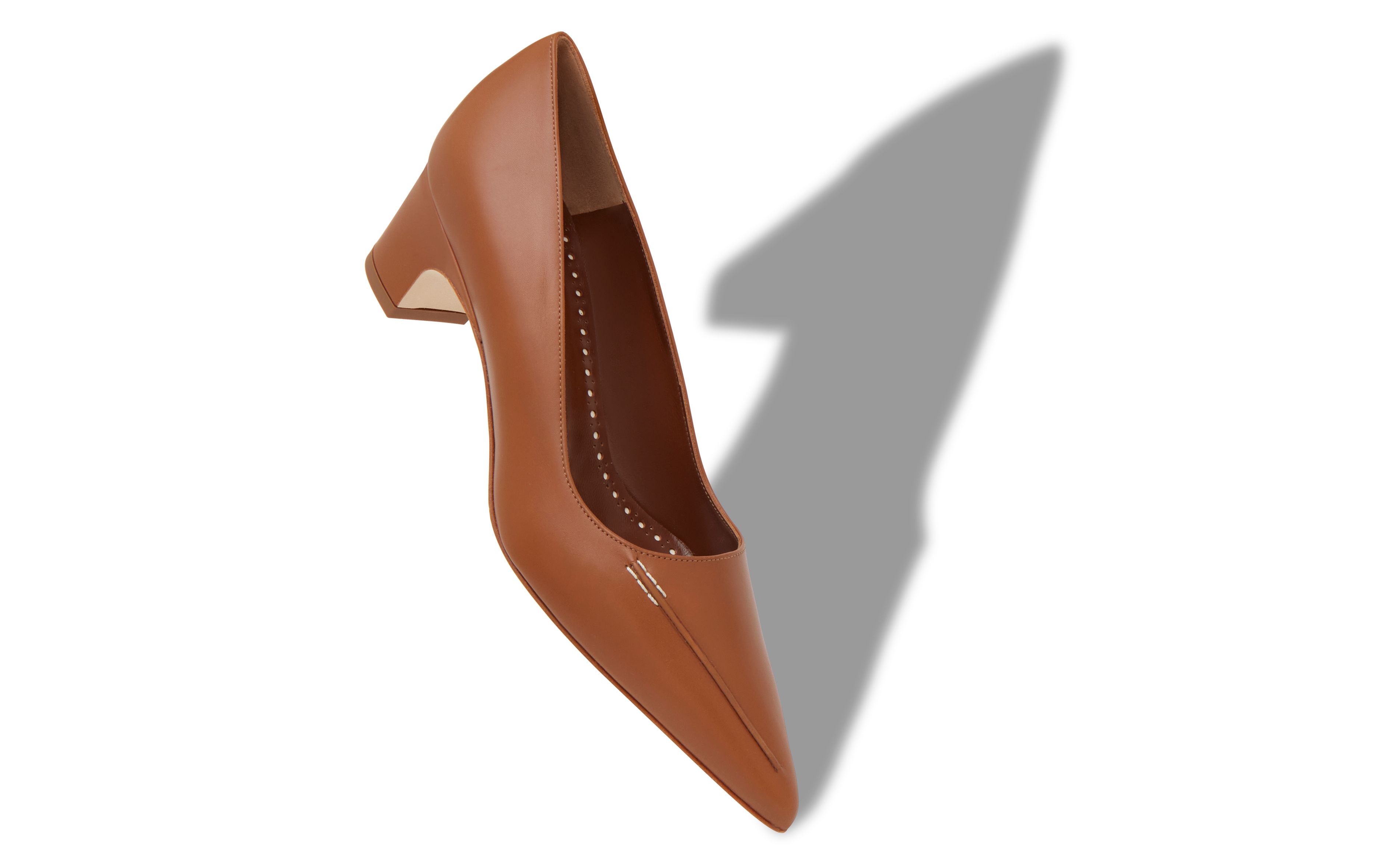 Designer Brown Calf Leather Pumps - Image Main