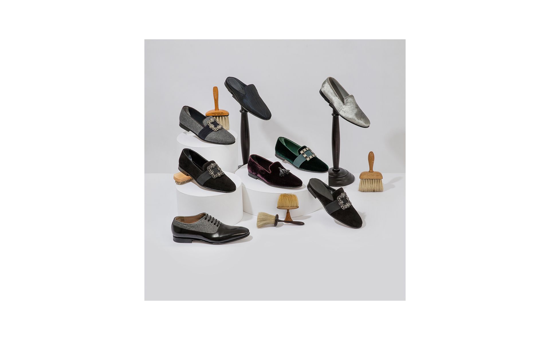 Designer Black Suede Jewel Buckled Loafers - Image 