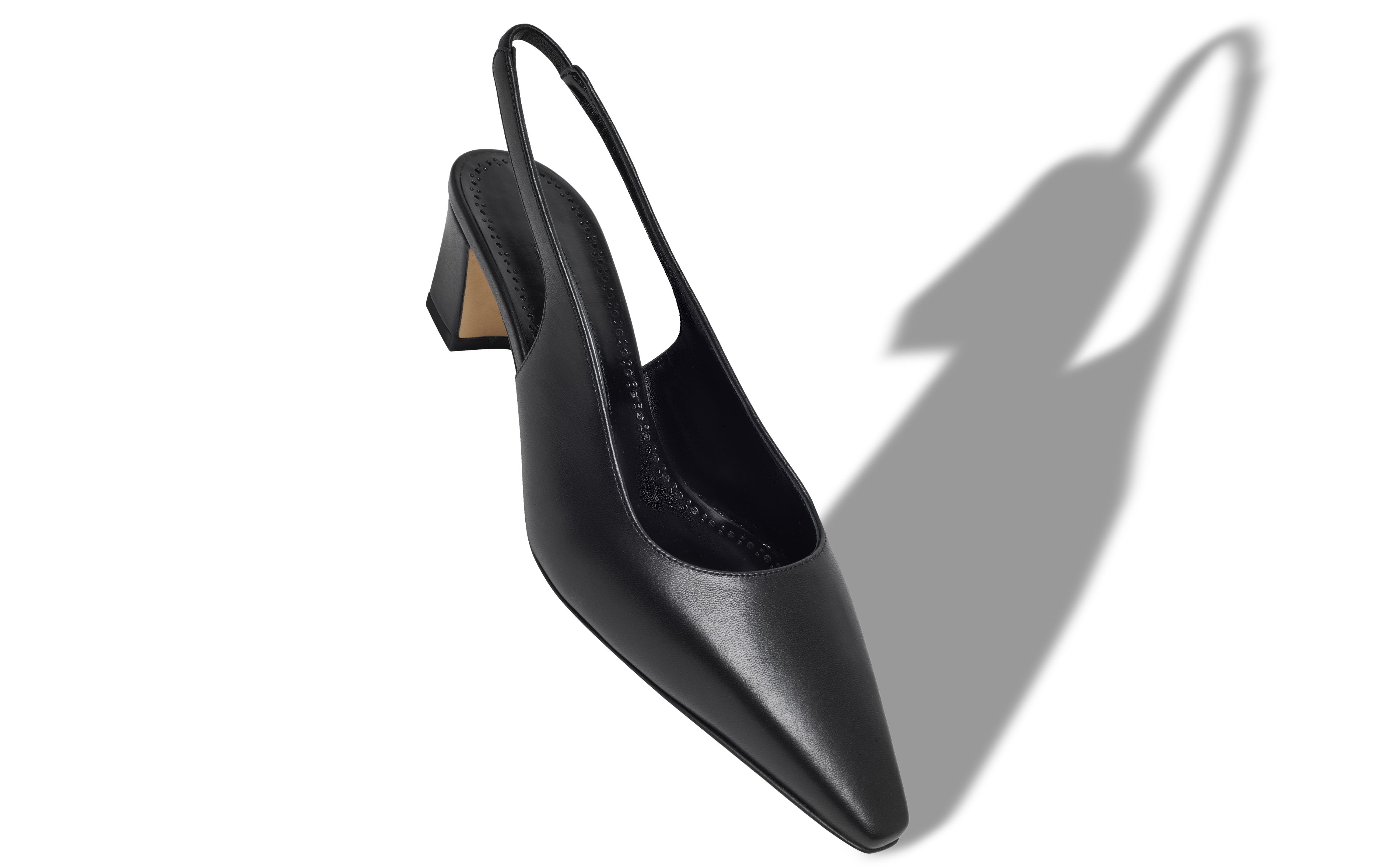 Designer Black Nappa Leather Slingback Pumps - Image Main View