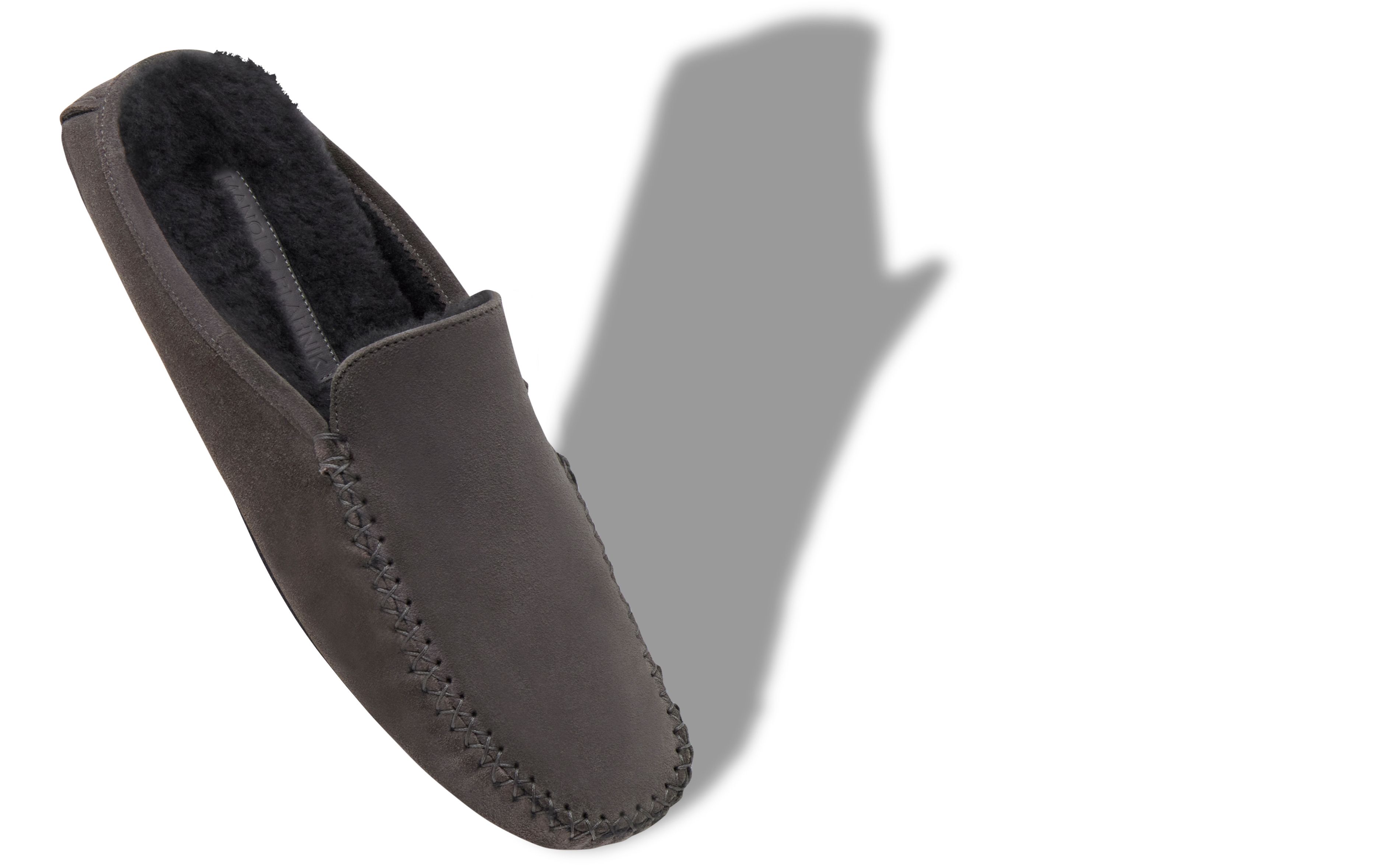 Designer Grey Suede Slippers - Image Main