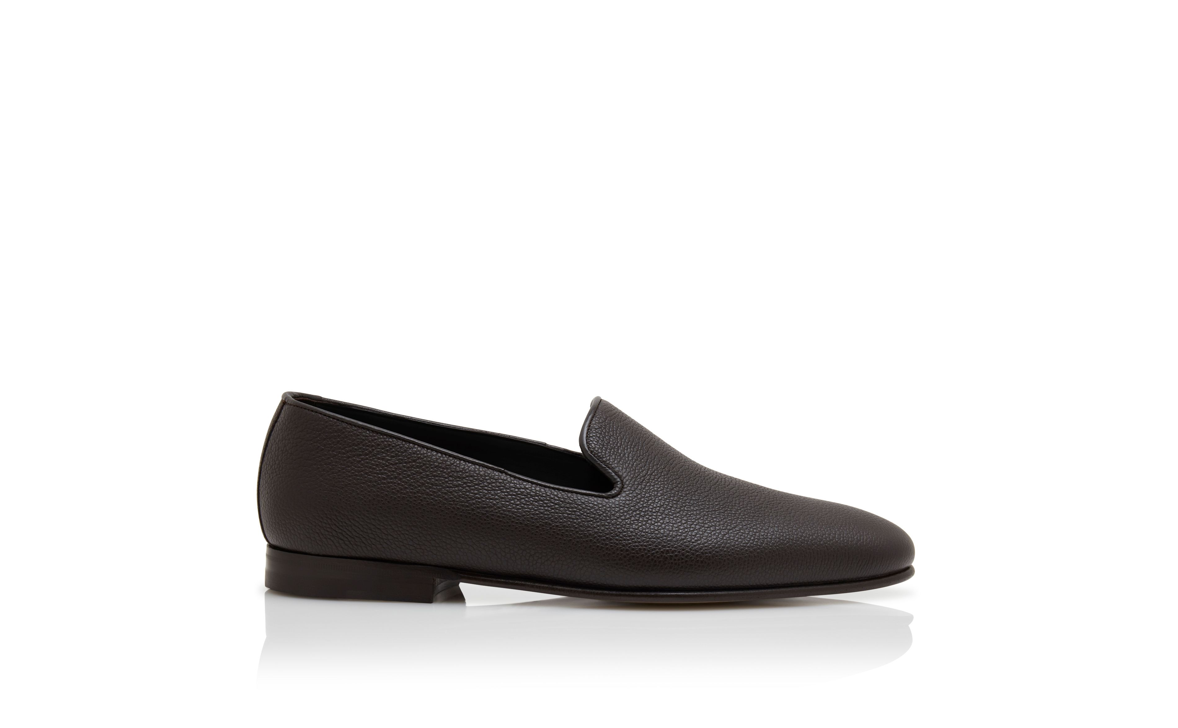 Designer Dark Brown Calf Leather Loafers - Image Side View