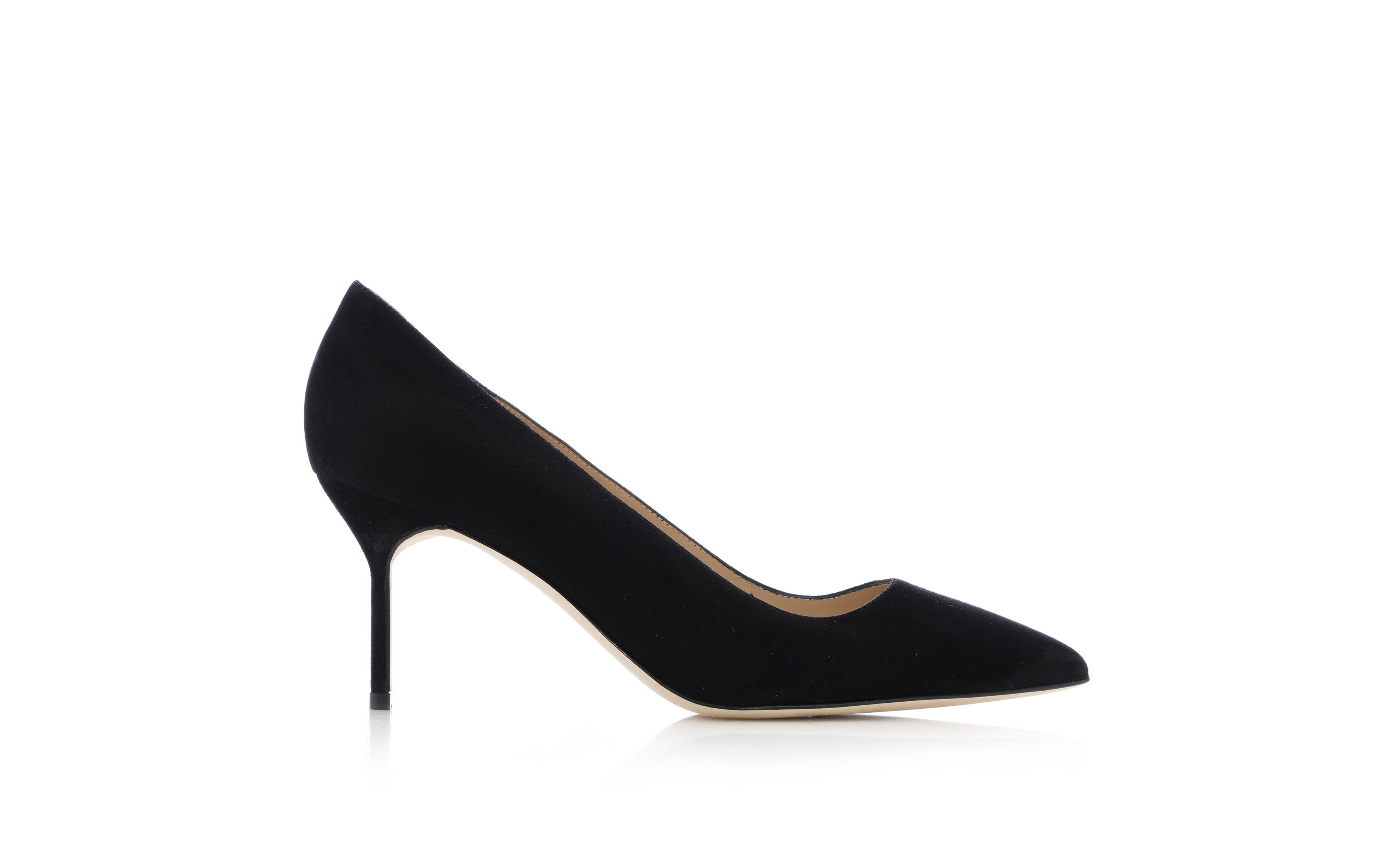 Designer Black Suede Pointed Toe Pumps - Image thumbnail