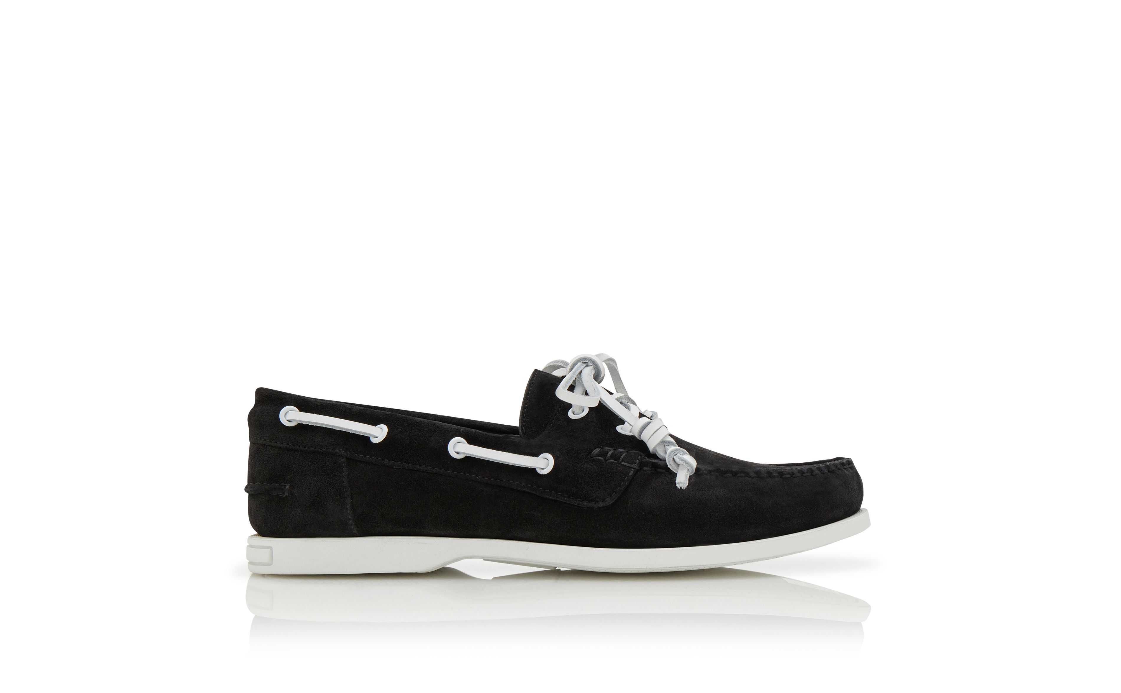 Designer Black Suede Boat Shoes - Image Side View