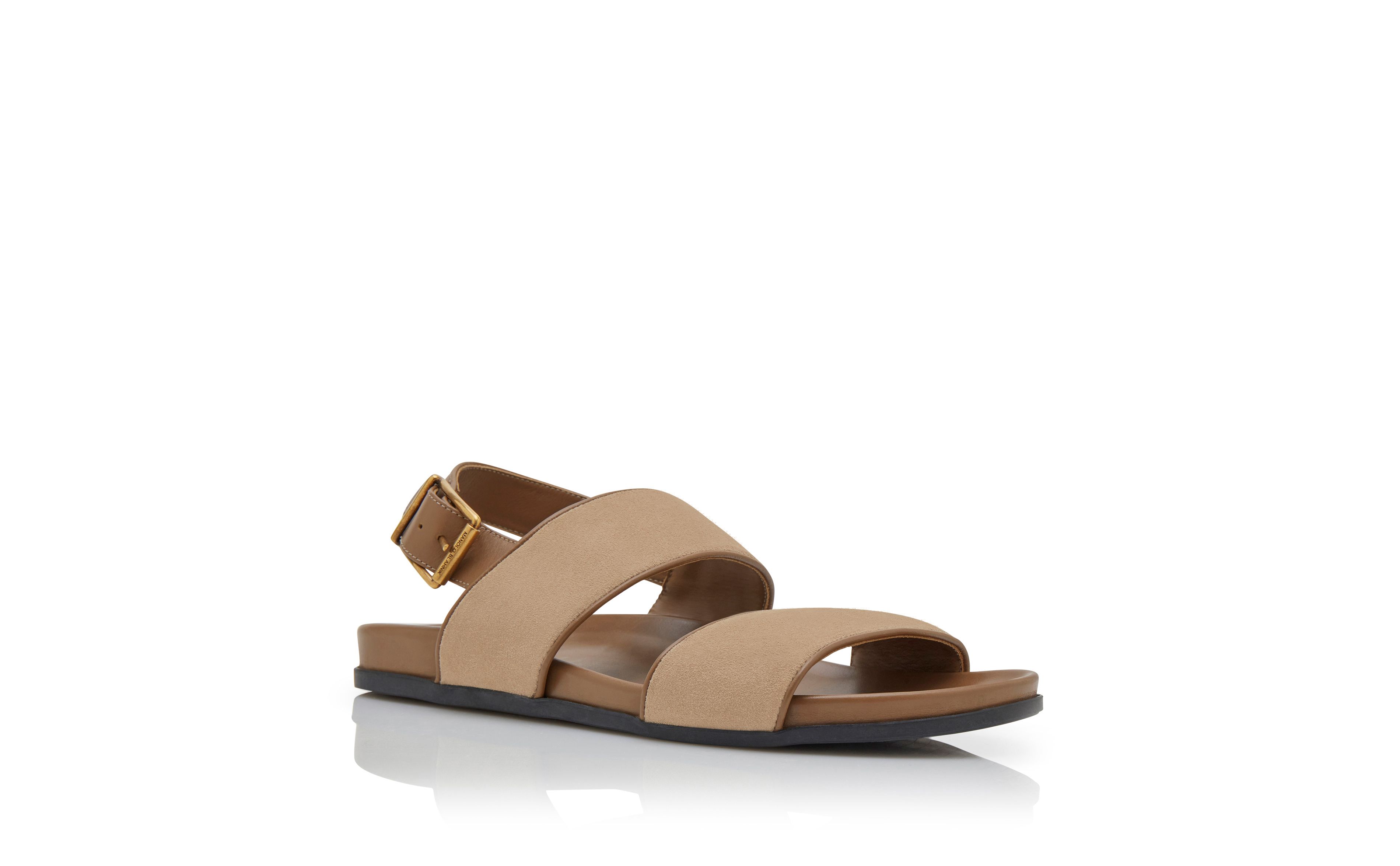 Designer Light Brown Suede Sandals - Image Upsell