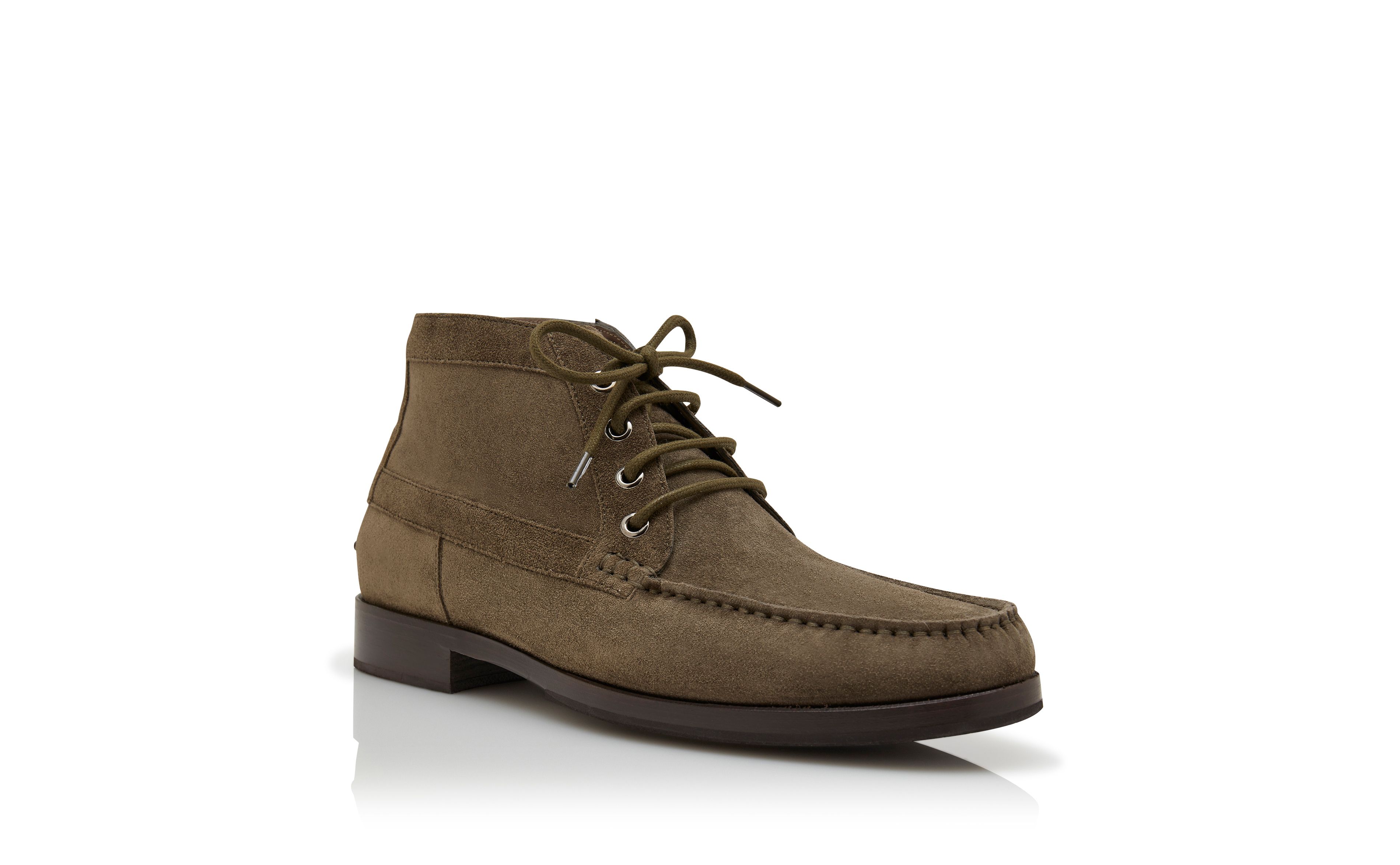 Designer Dark Green Calf Suede Ankle Boots - Image Upsell