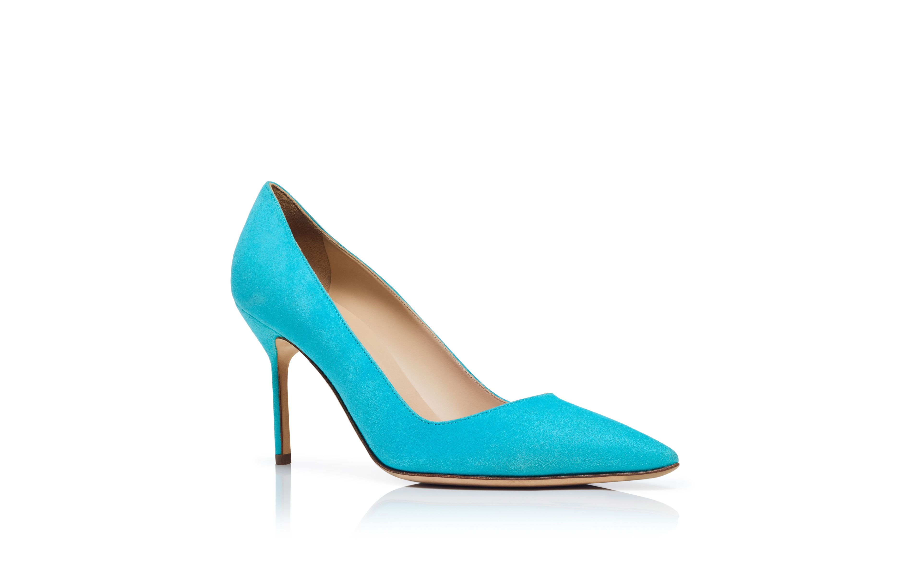 Designer Blue Suede Pointed Toe Pumps - Image Upsell