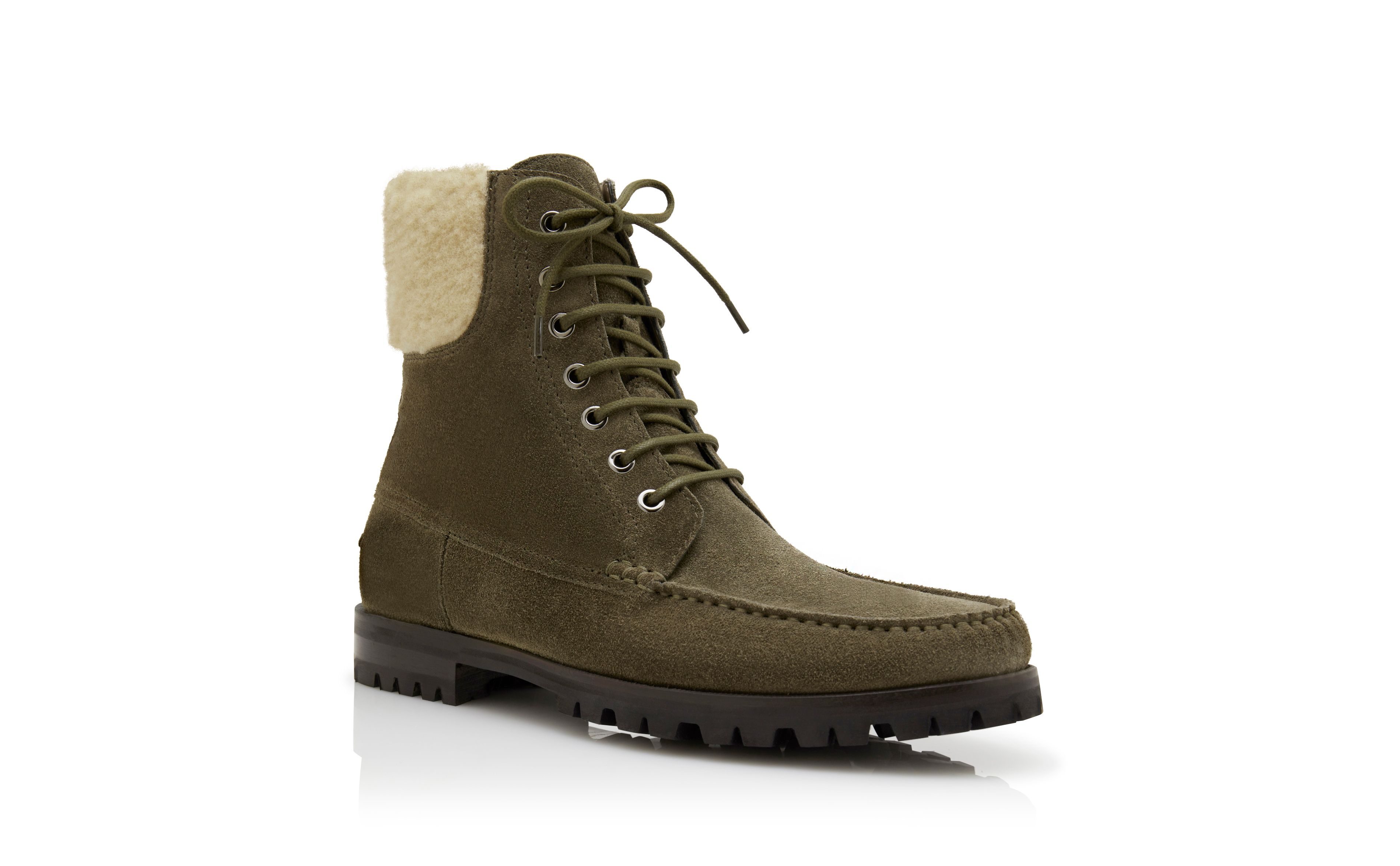 Designer Dark Green Suede Ankle Boots  - Image Upsell