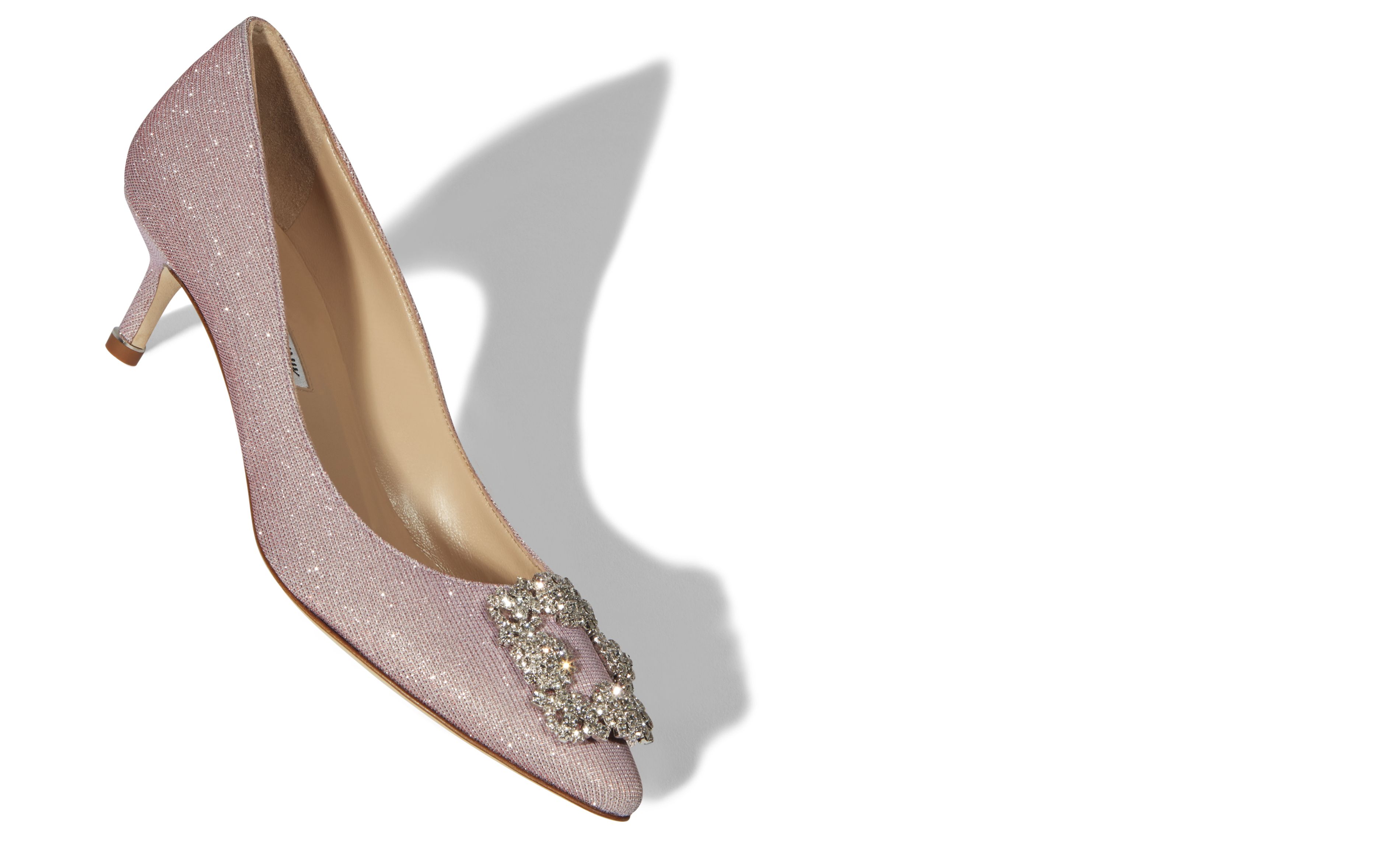 Ændringer fra afbryde varme HANGISI GLITTER 50 | Light Pink Glitter Fabric Jewel Buckle Pumps | Manolo  Blahnik