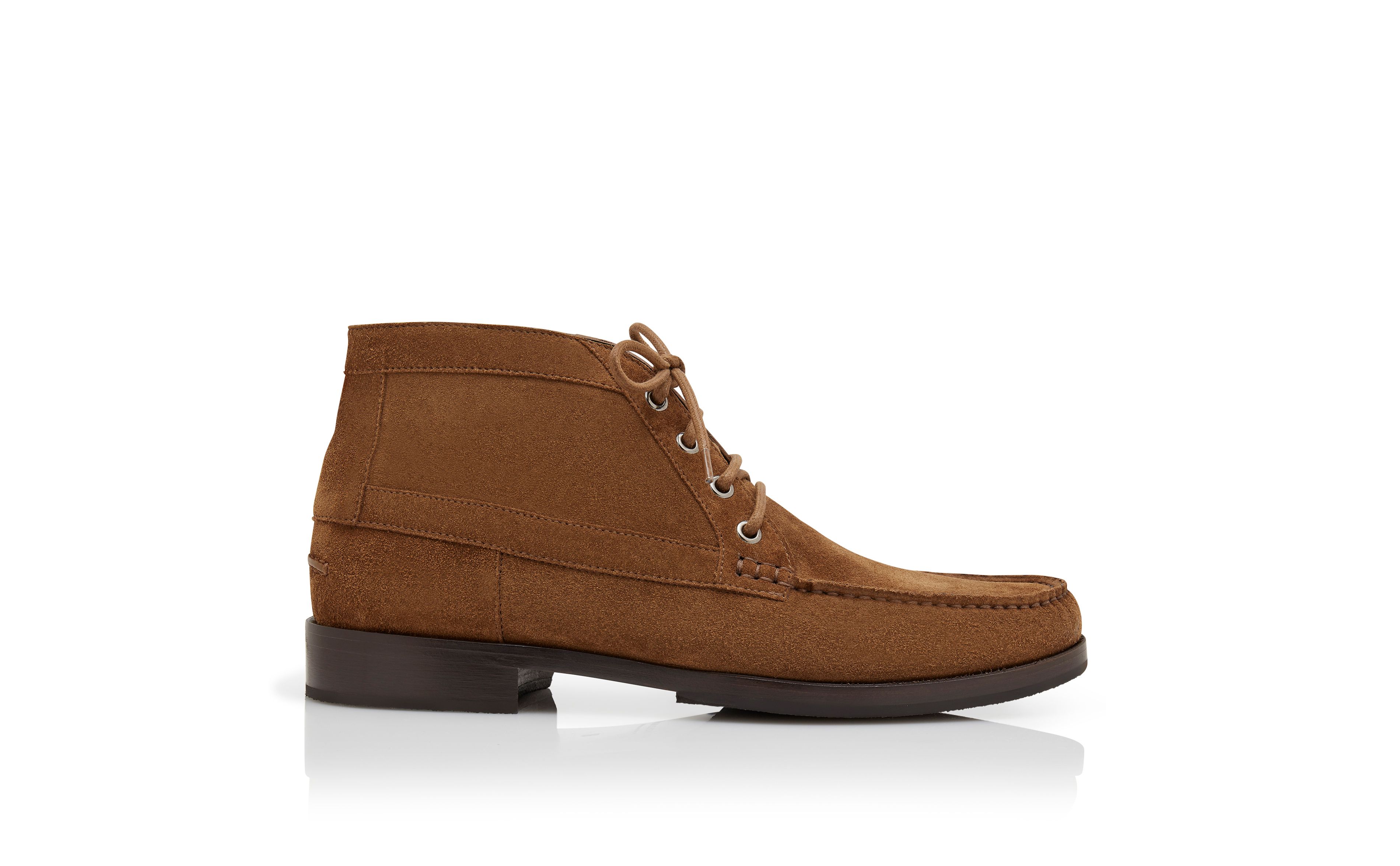 Designer Brown Calf Suede Ankle Boots - Image Side View