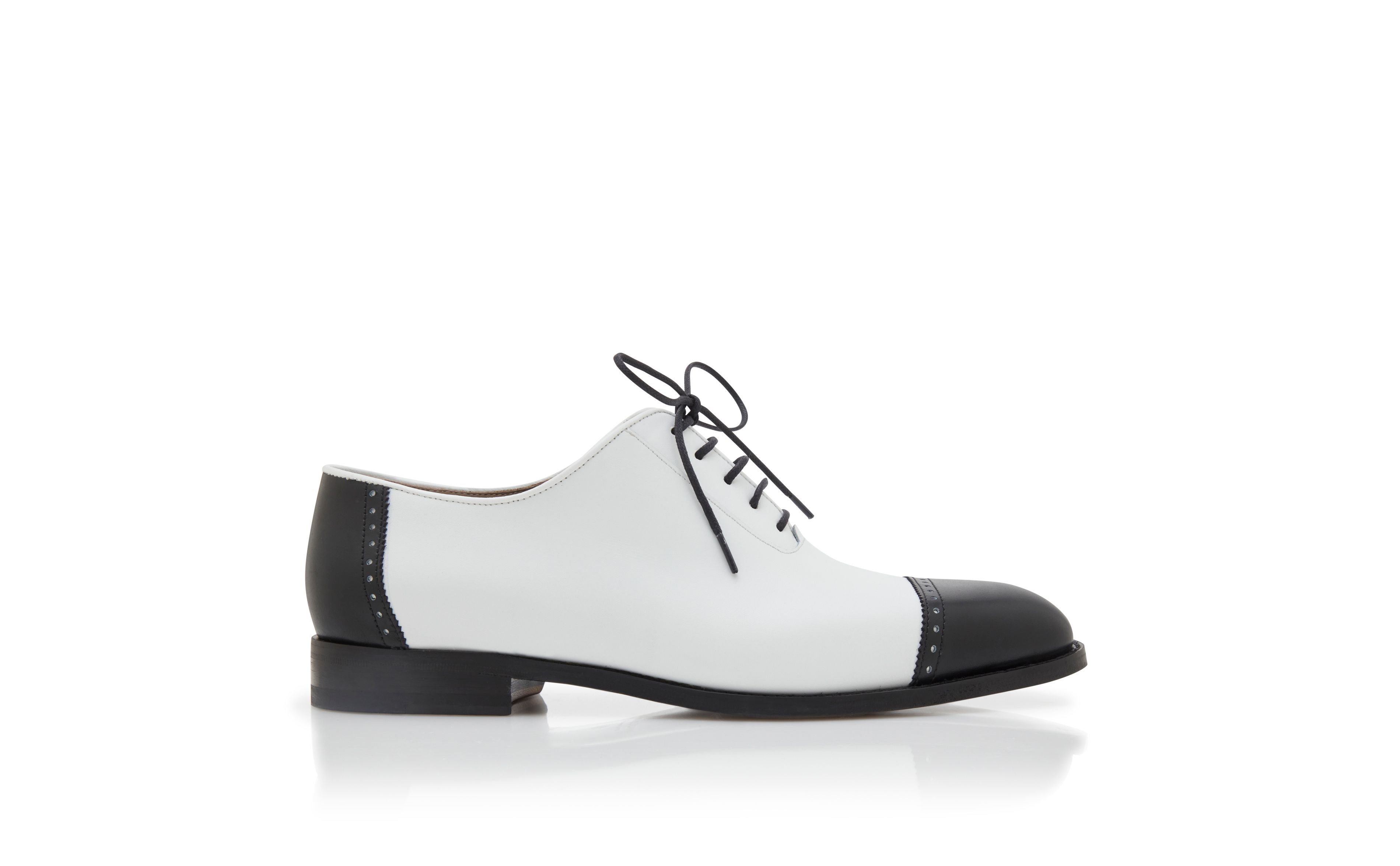 Designer Black and White Calf Leather Lace Up Shoes - Image thumbnail