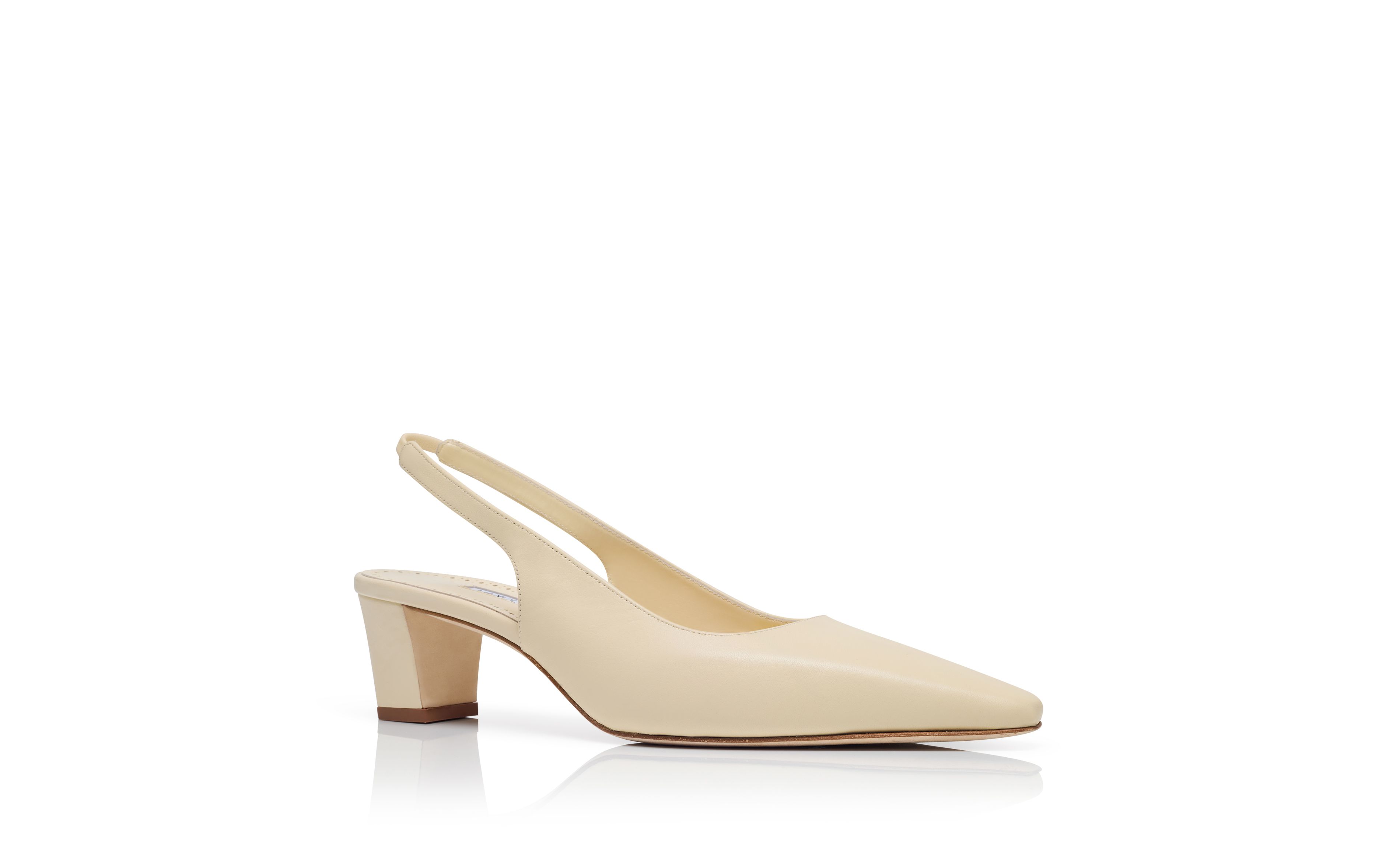 Designer Light Cream Nappa Leather Slingback Pumps - Image Upsell View