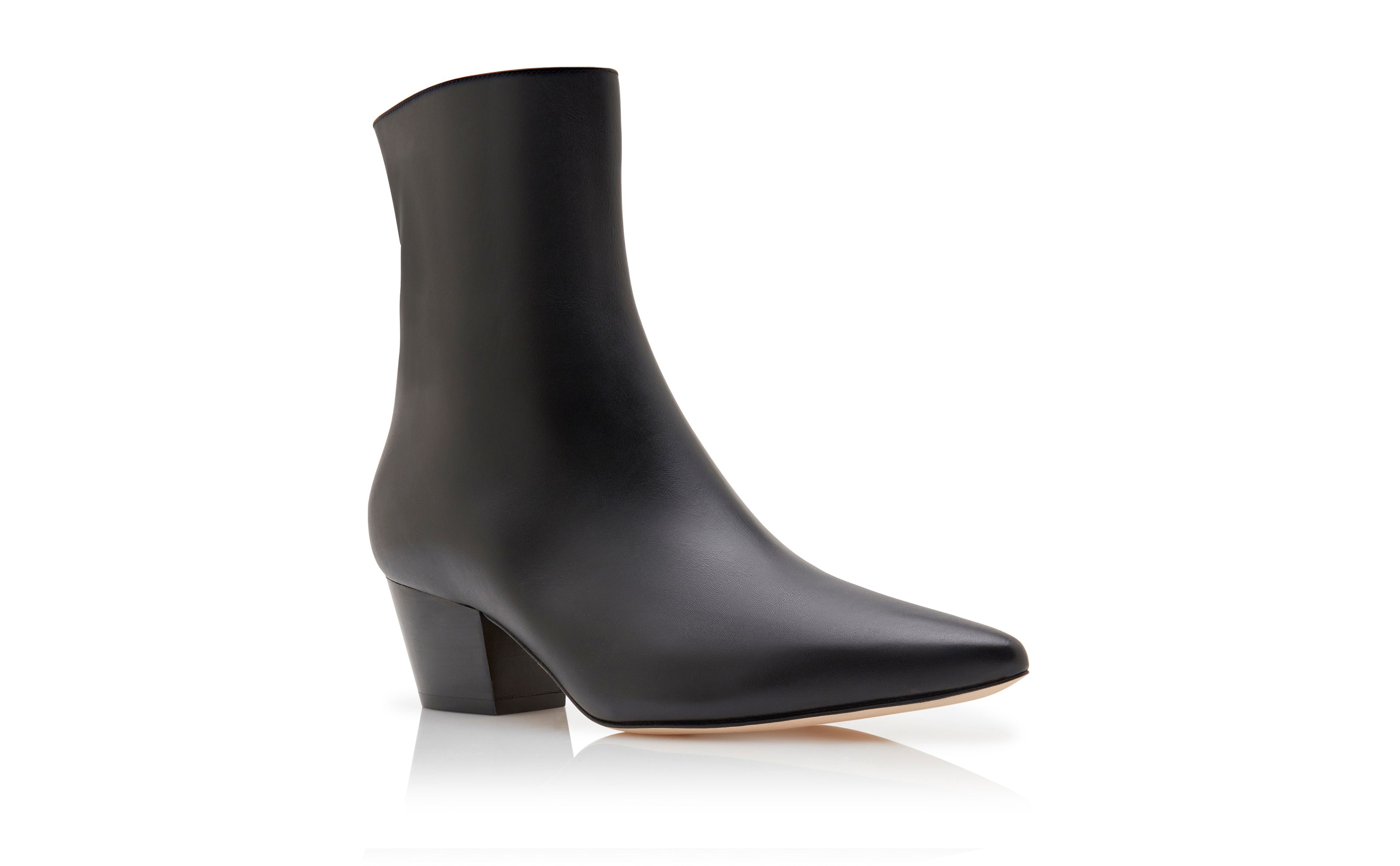 Designer Black Calf Leather Ankle Boots  - Image Upsell