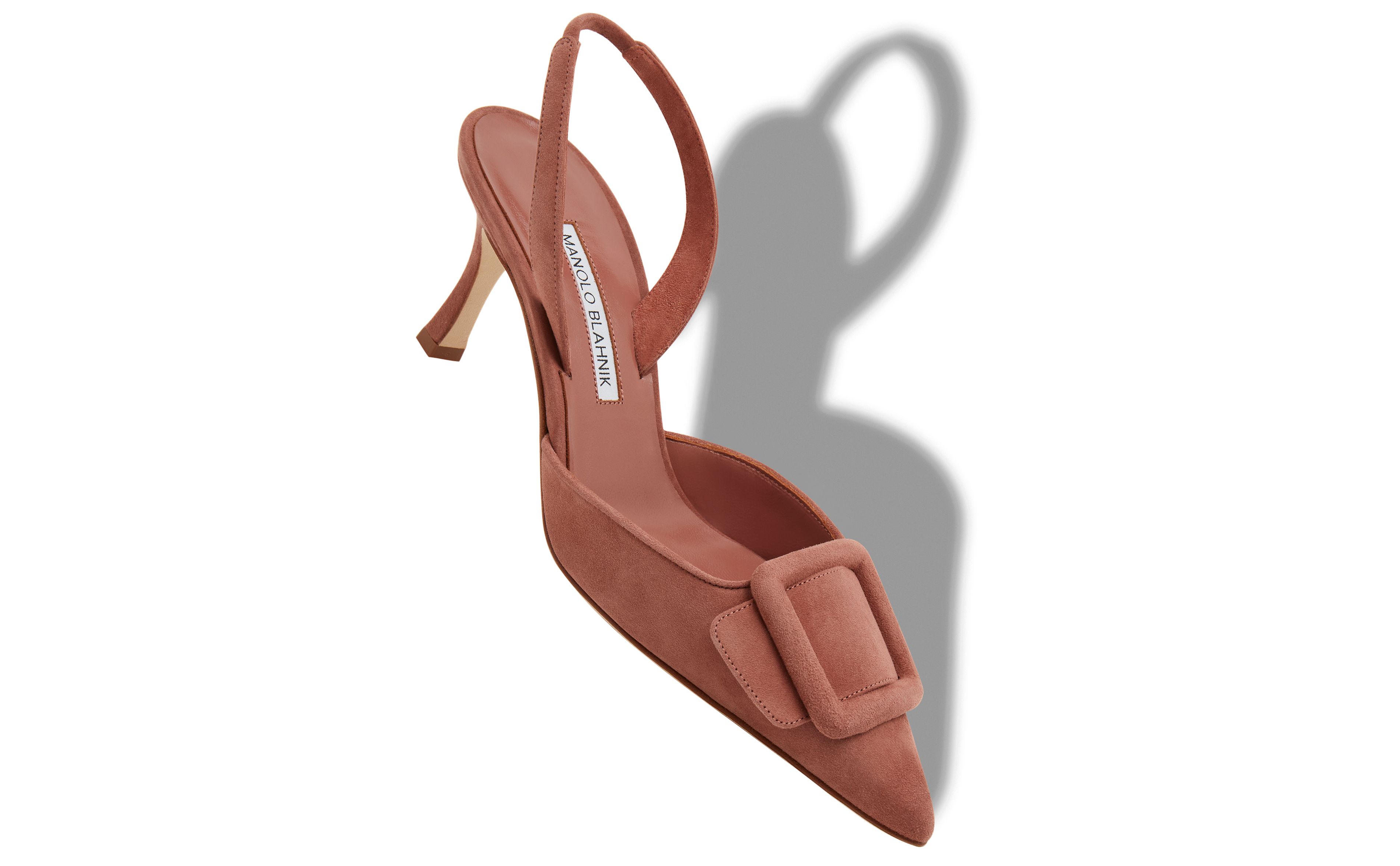 Designer Brown Suede Buckle Detail Slingback Pumps - Image small_image