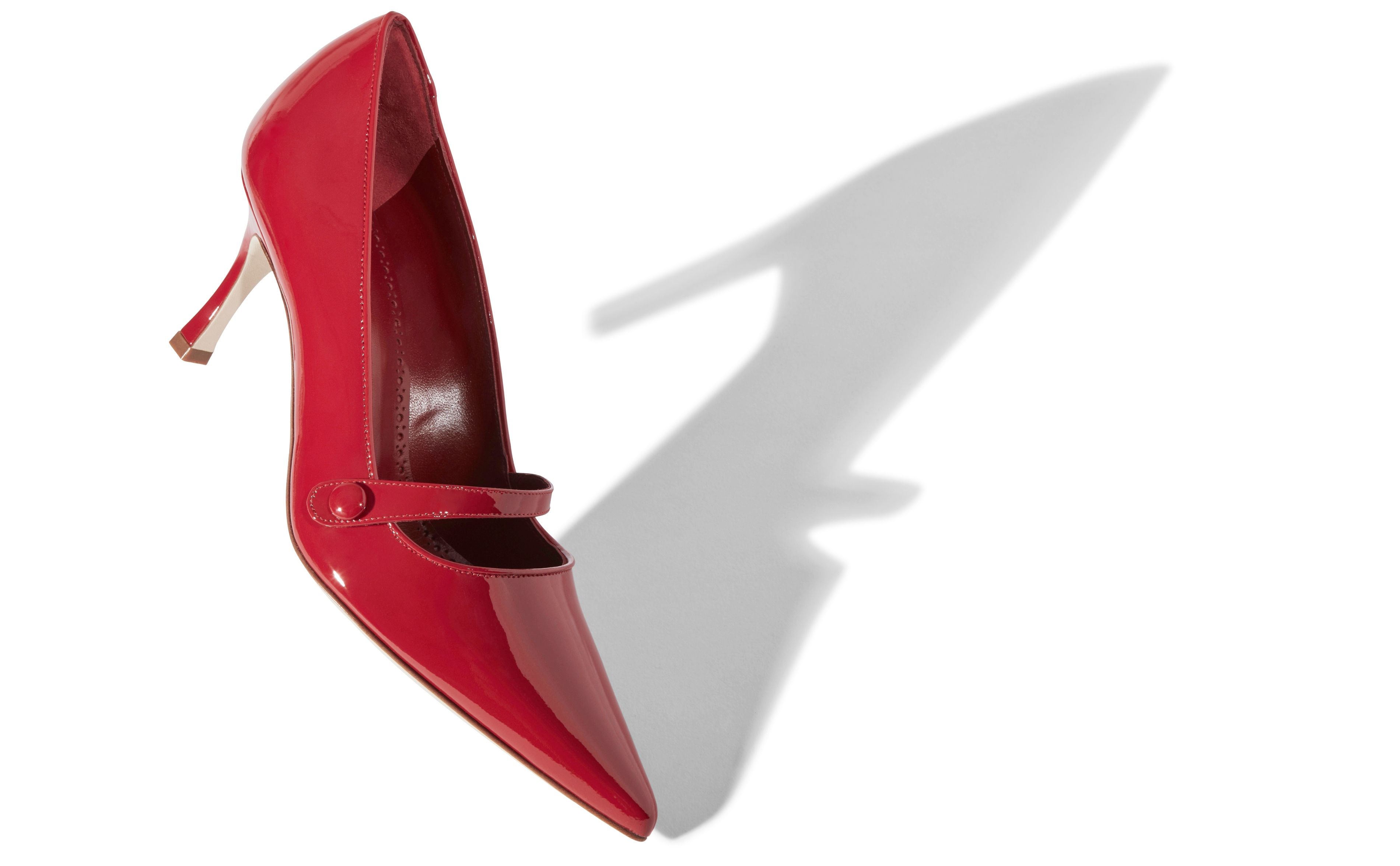 MLADARI | Bright Red Patent Leather Mary Jane Pumps | Blahnik