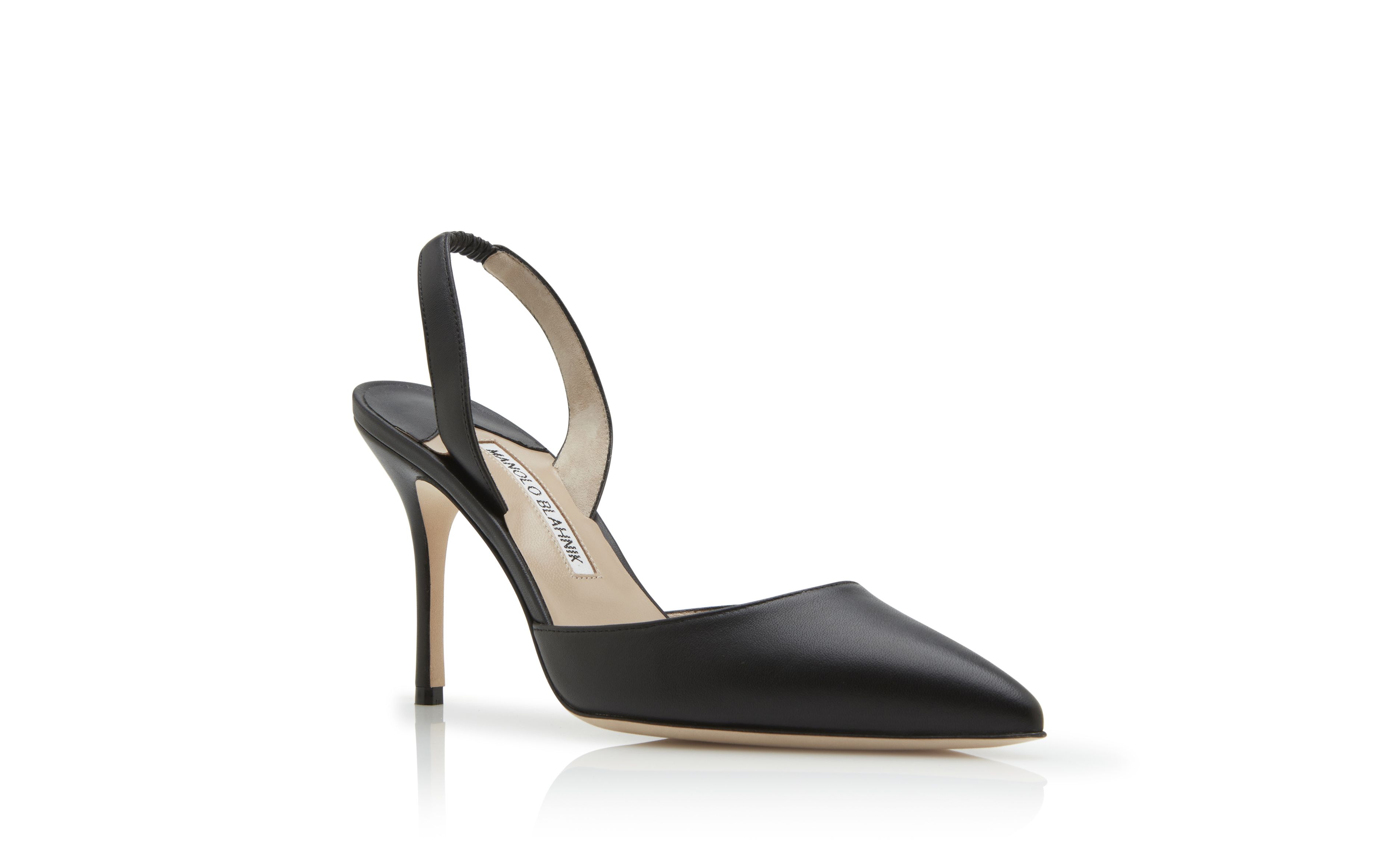 Designer Black Calf Leather Slingback Pumps - Image Upsell