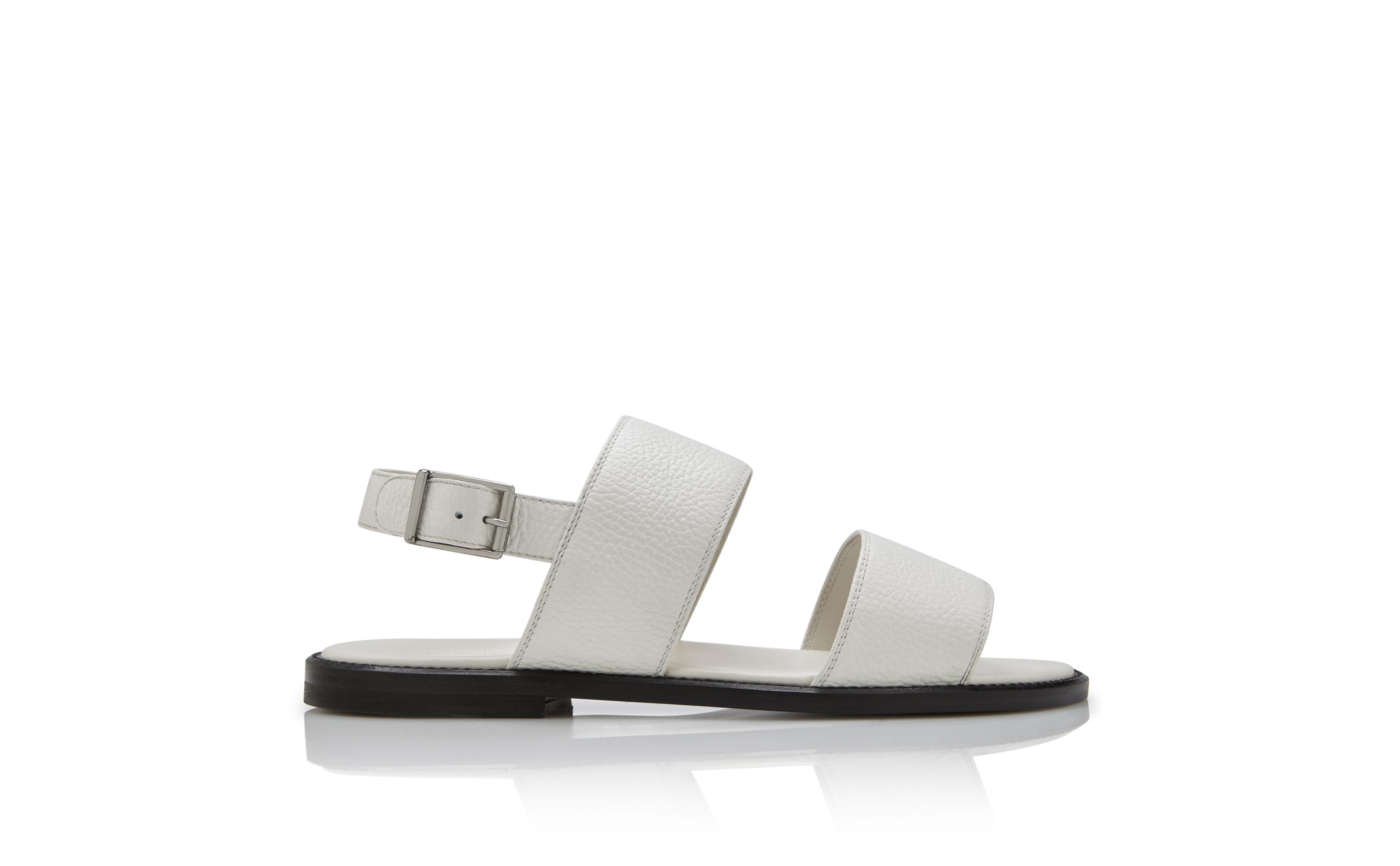 Designer White Calf Leather Sandals - Image Side View