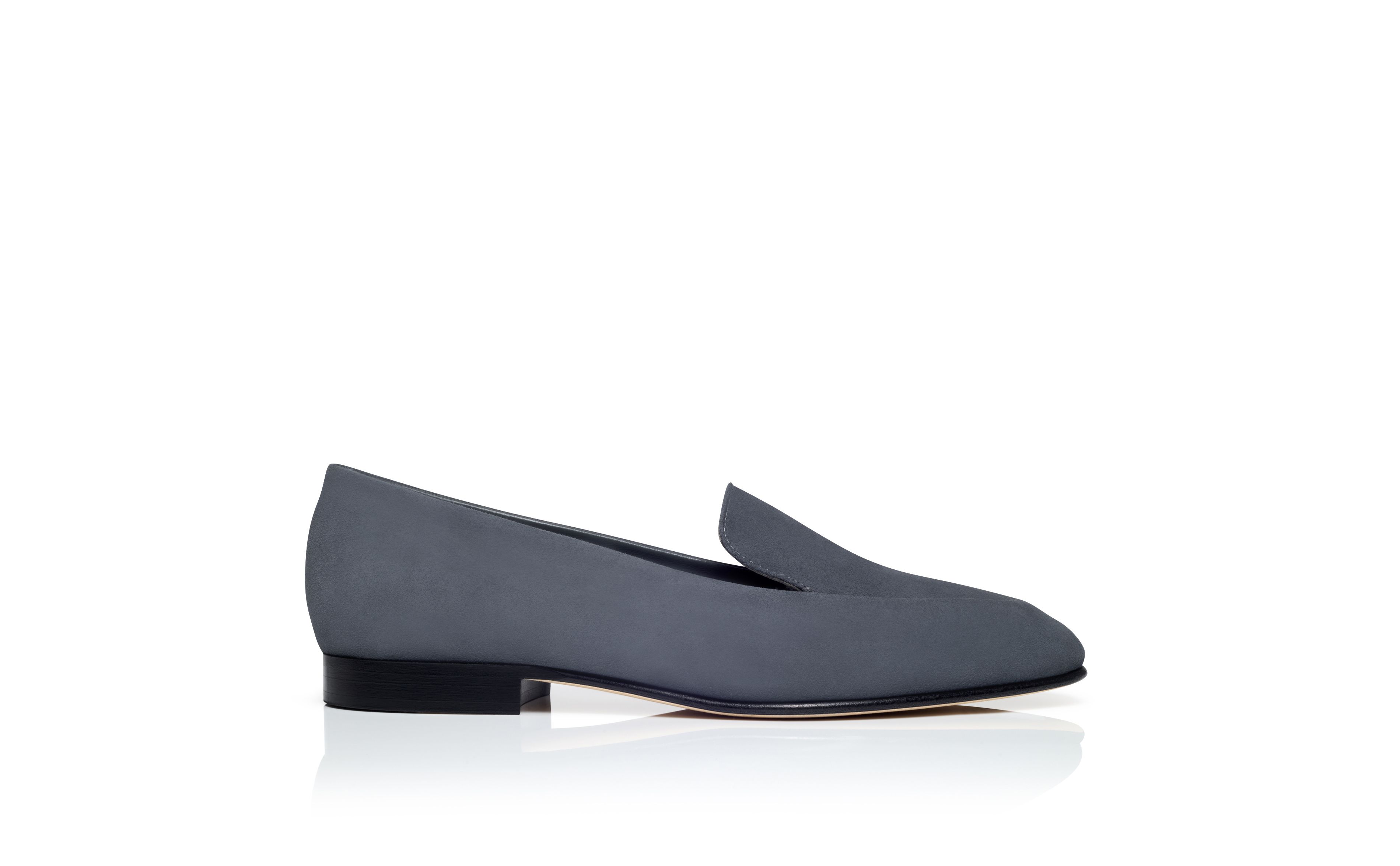 Designer Dark Grey Suede Loafers - Image Side View