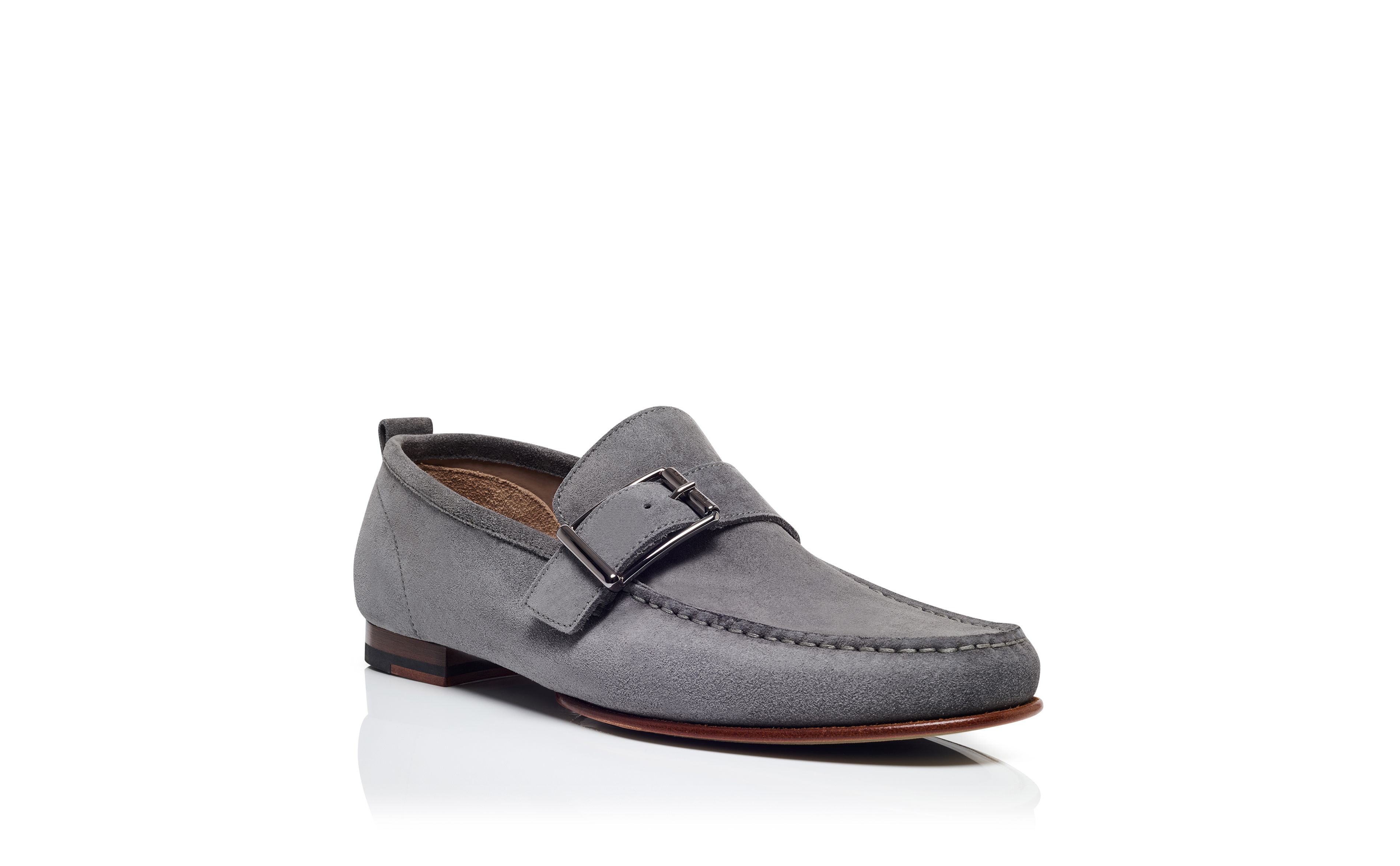 Designer Grey Suede Buckle Slippers - Image Upsell