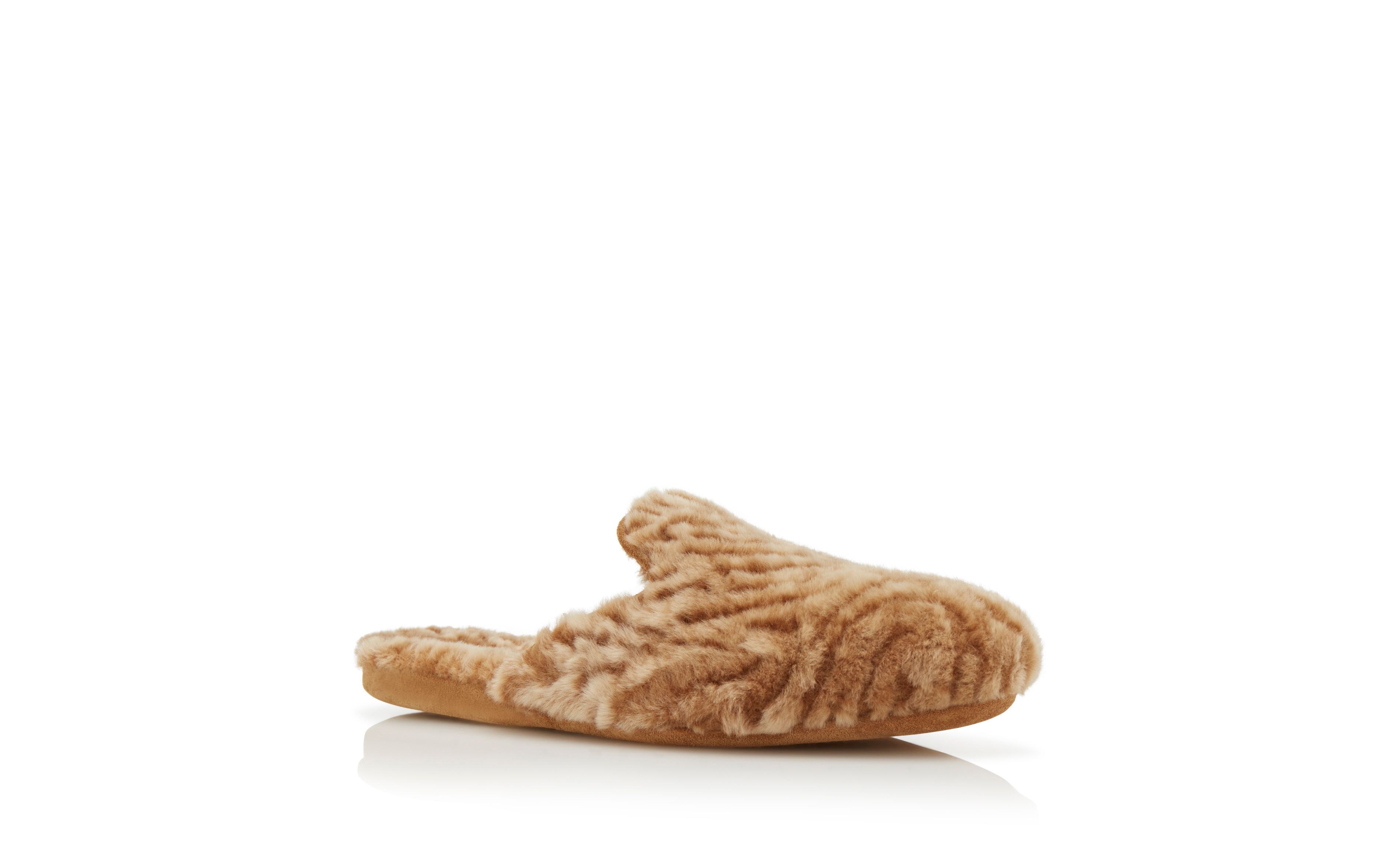 Designer Brown Shearling Slippers - Image Upsell