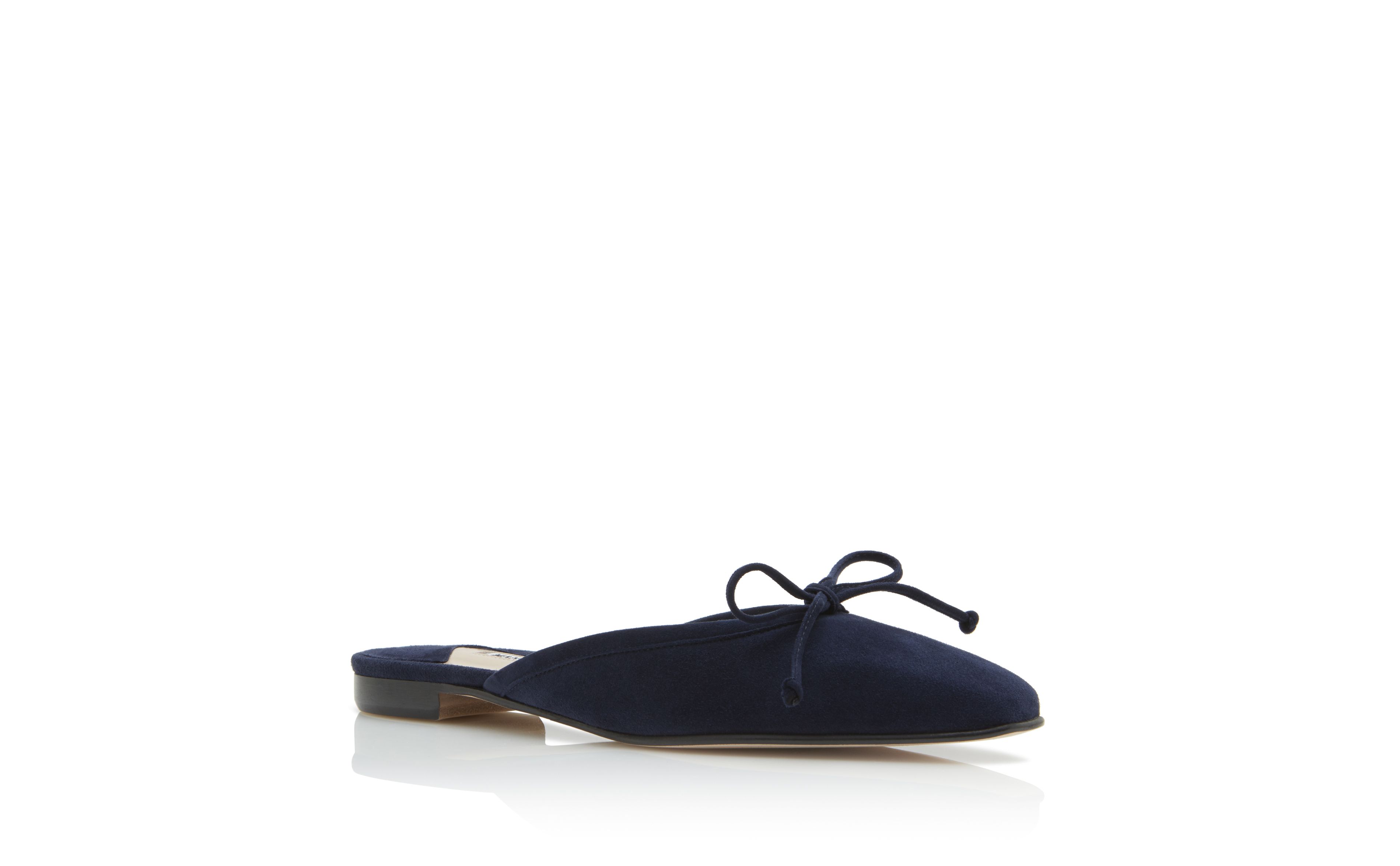 Designer Navy Blue Suede Flat Mules - Image Upsell