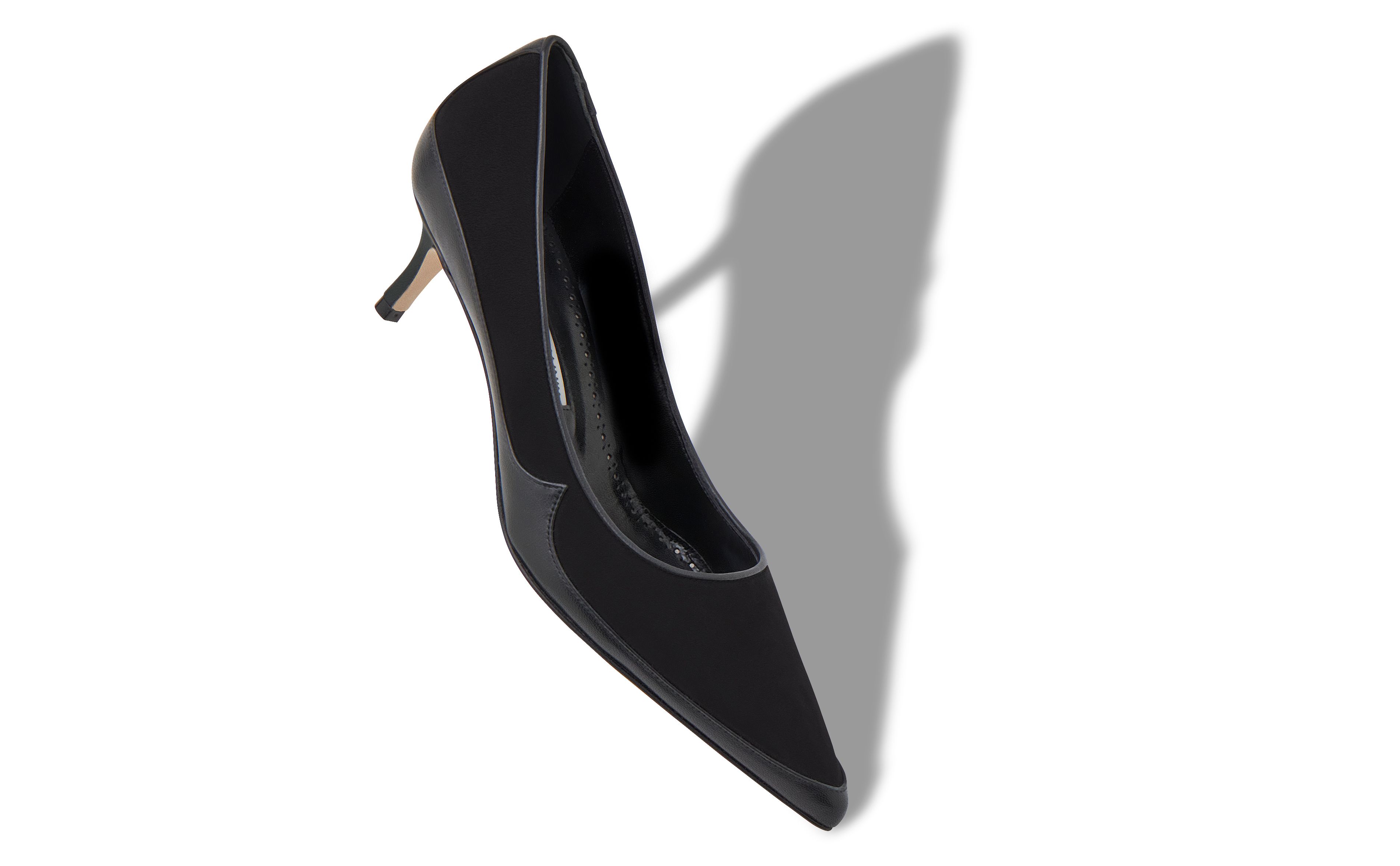 Designer Black Suede Contrast Pumps  - Image Main