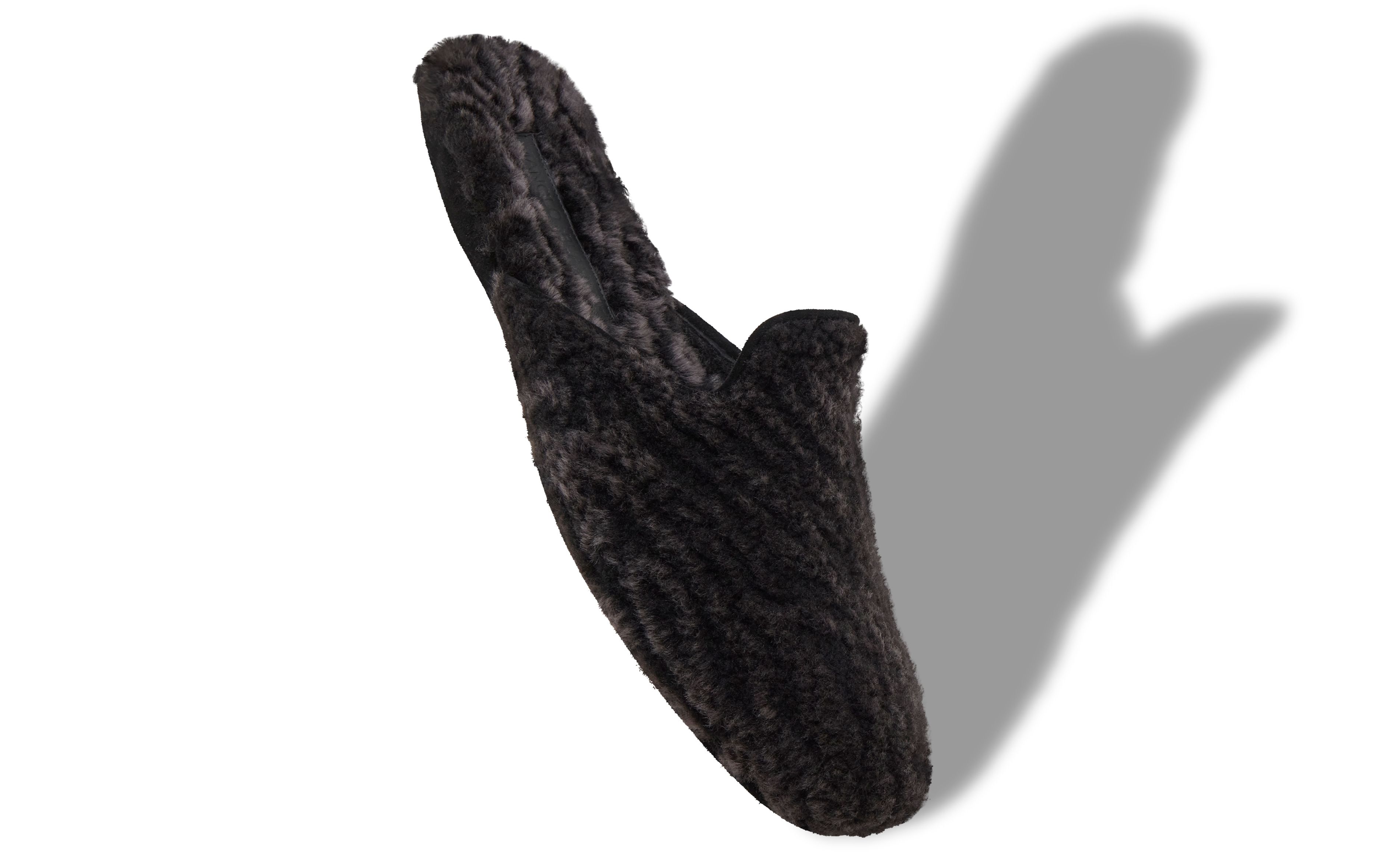 Designer Black Shearling Slippers - Image Main