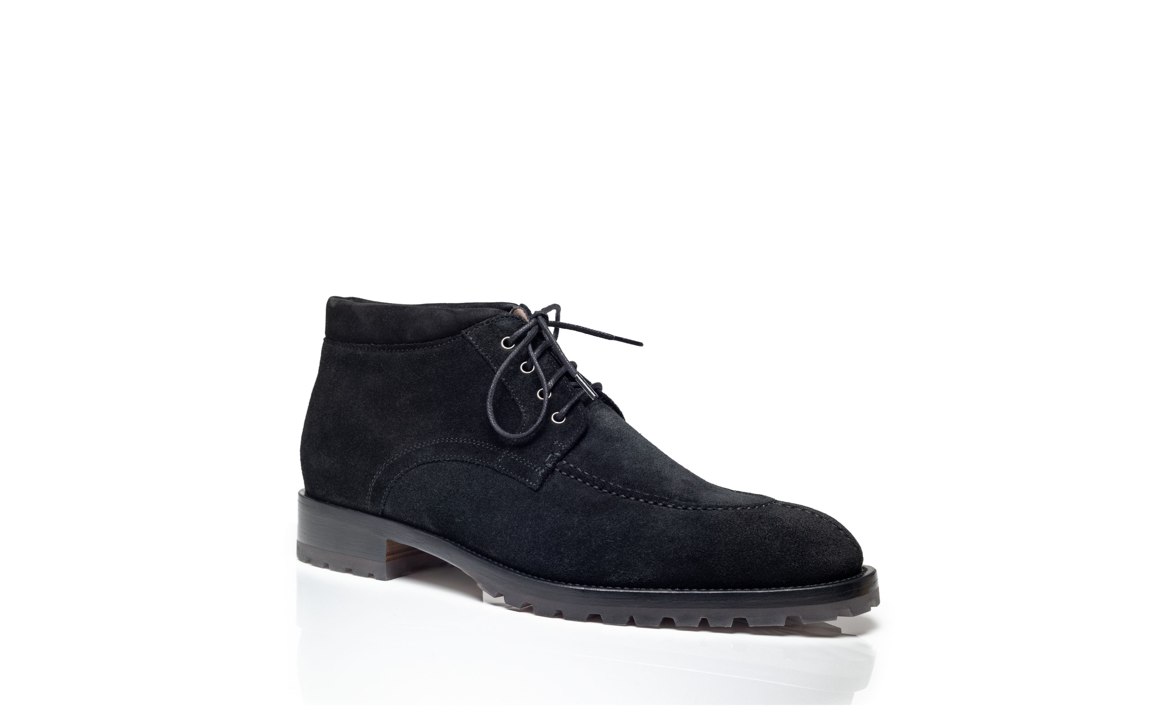 Designer Black Suede Lace Up Ankle Boots - Image Upsell