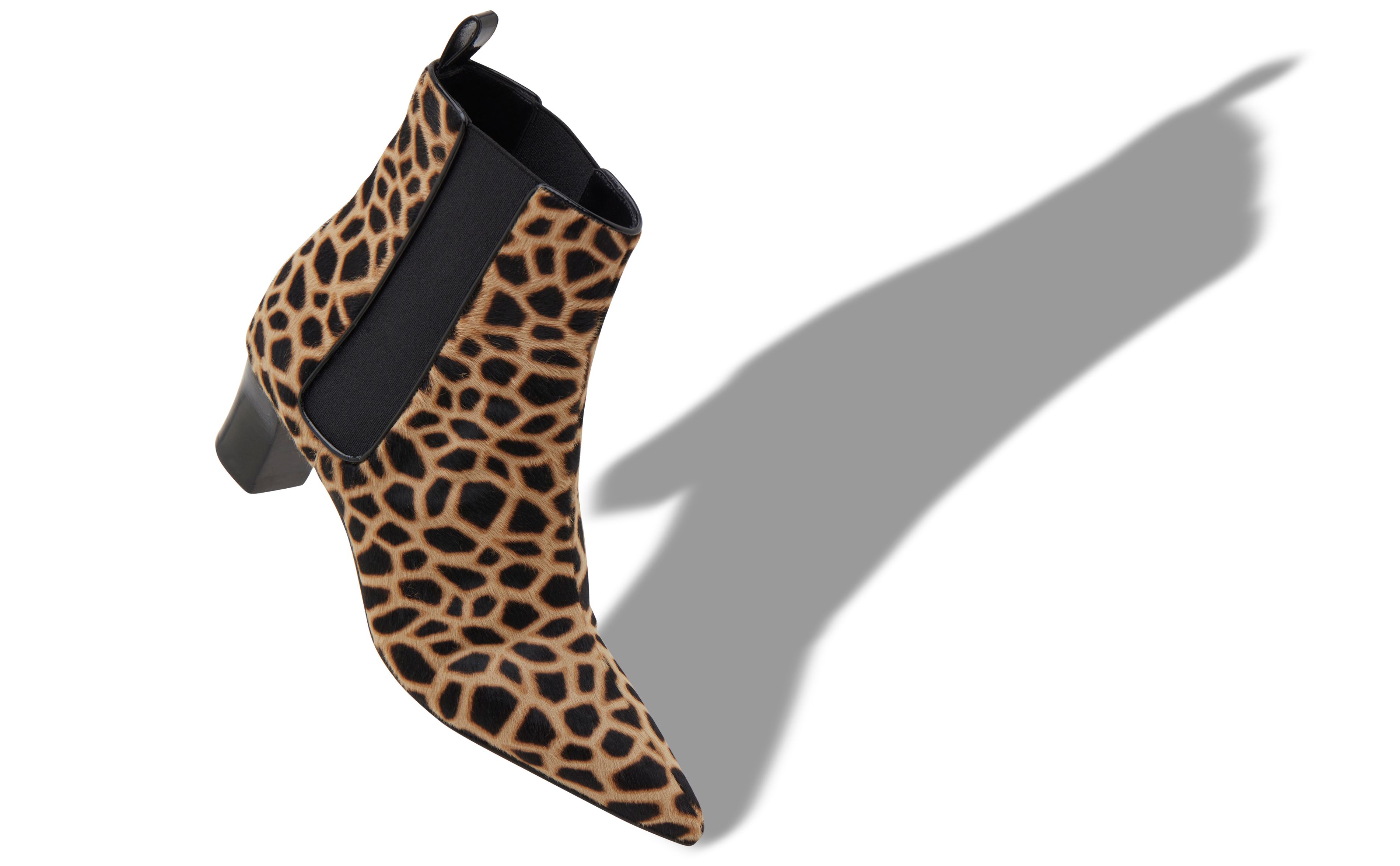 Designer Brown and Black Calf Hair Animal Print Boots - Image Main