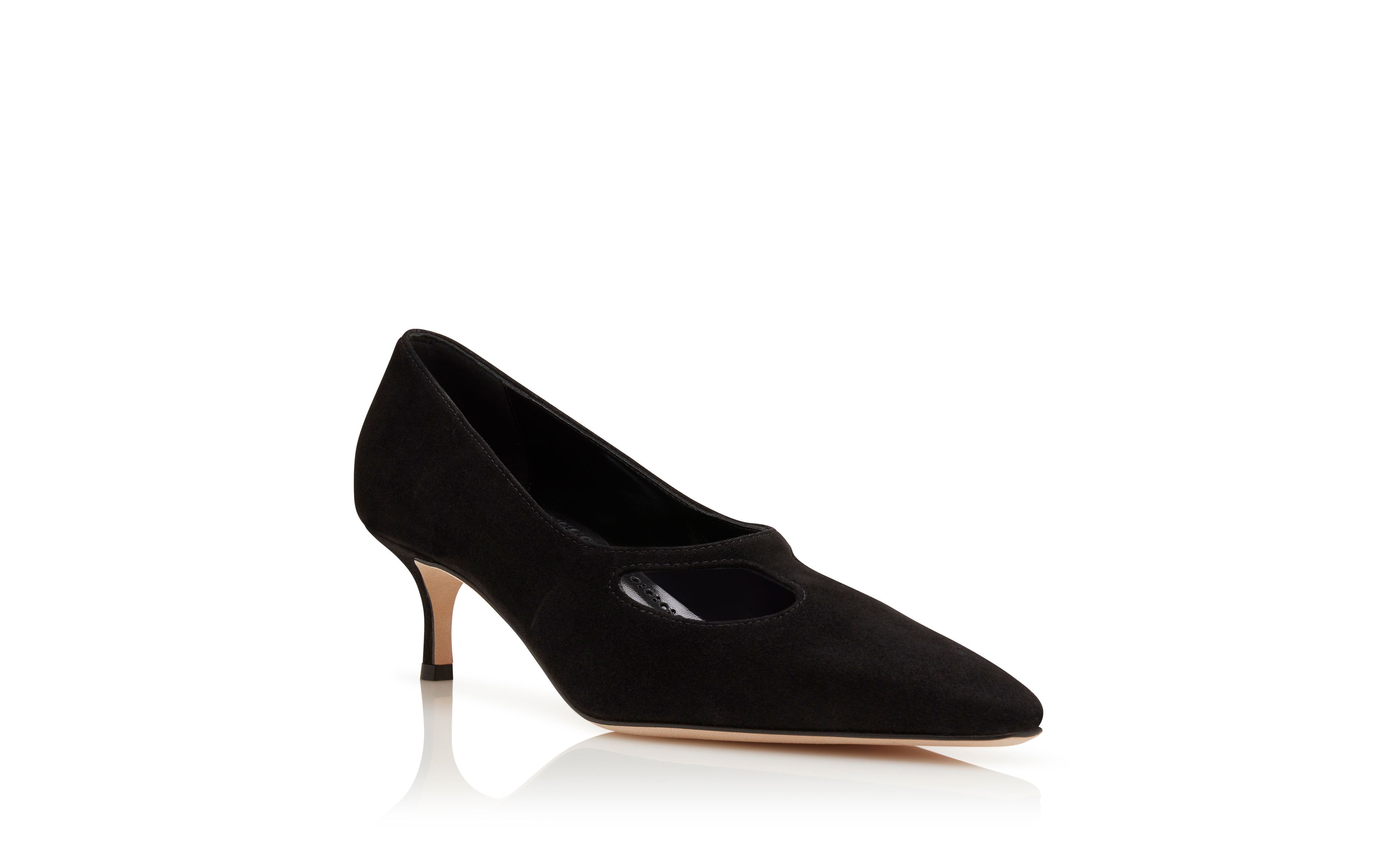 Designer Black Suede Cut Out Detail Pumps - Image Upsell