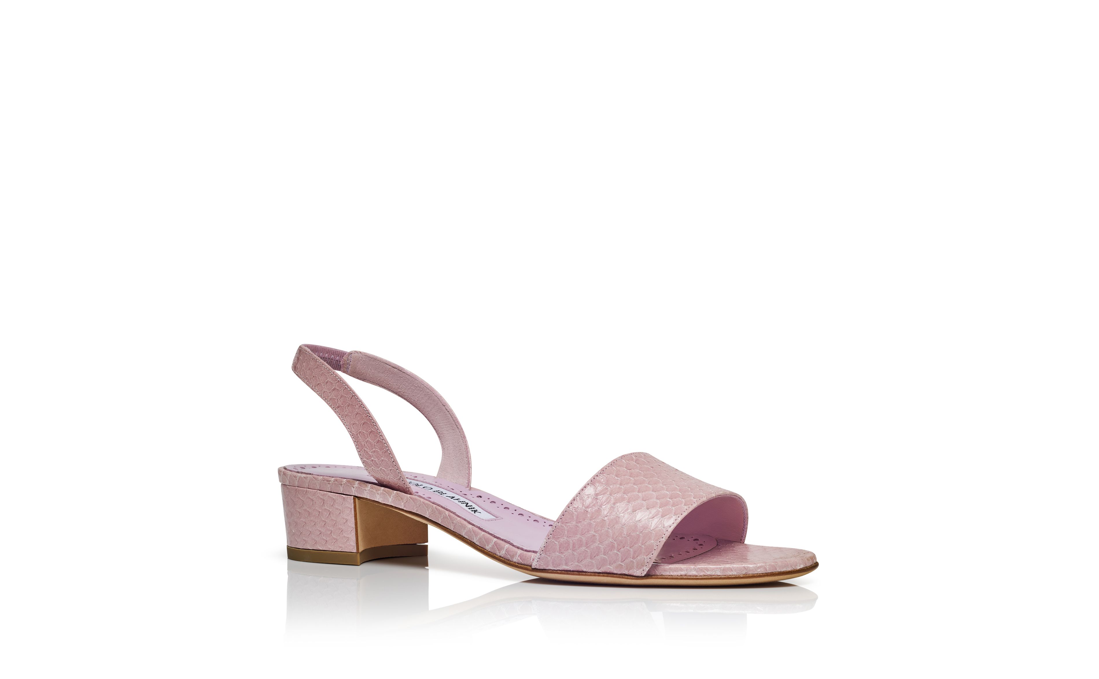 Designer Light Pink Nappa Leather Slingback Sandals - Image Upsell