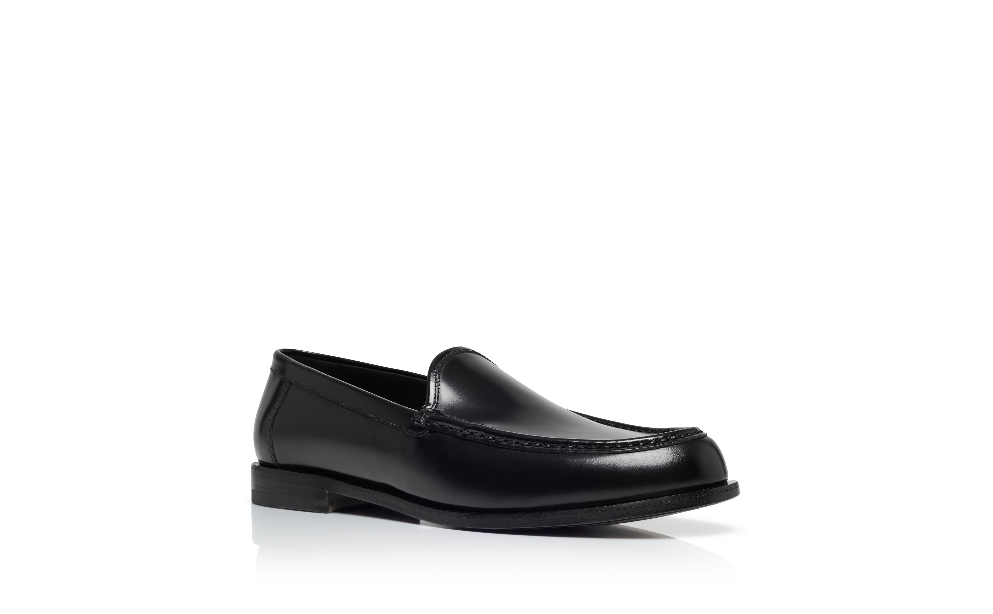 Designer Black Calf Leather Loafers - Image Upsell