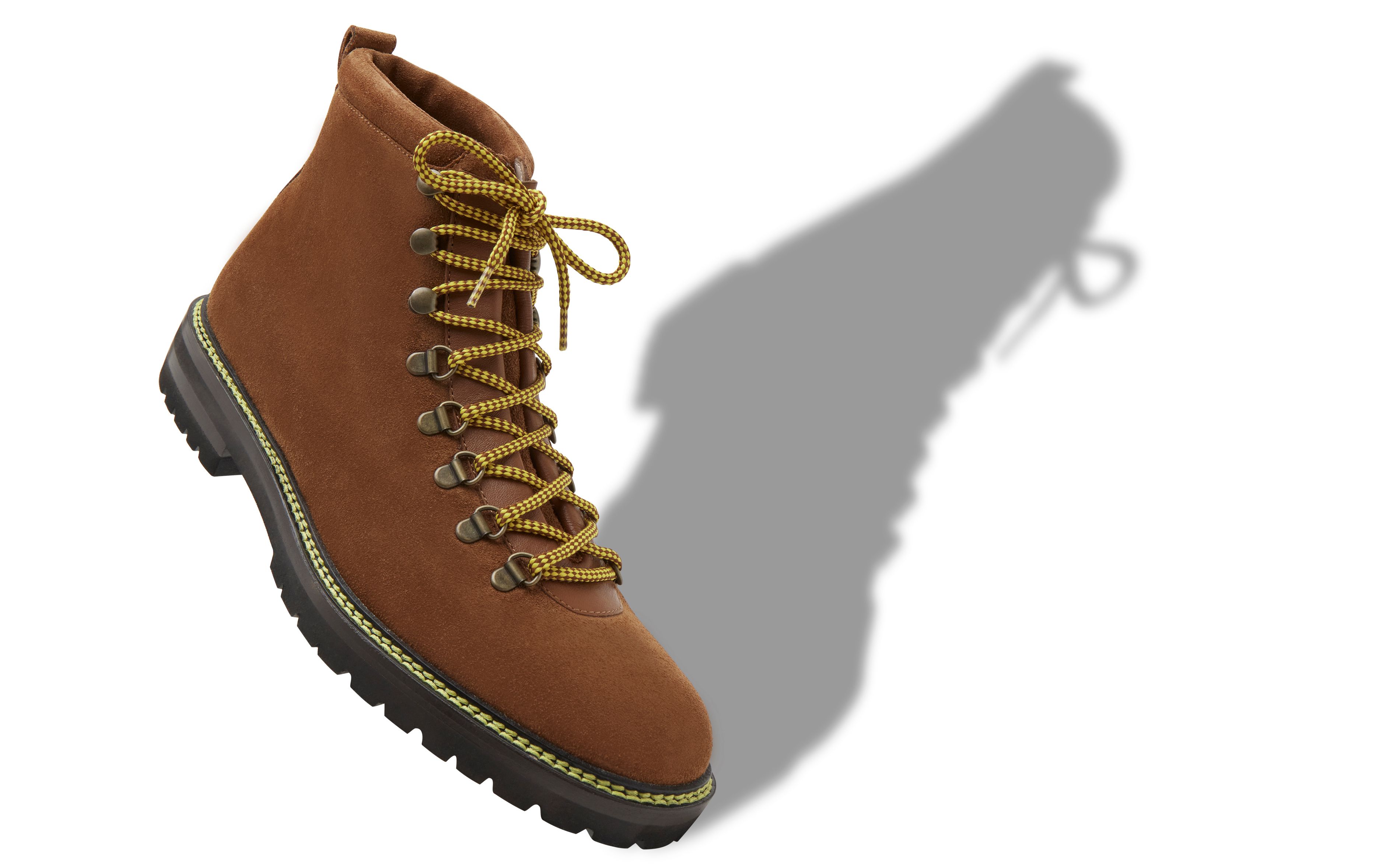 Designer Mid Brown Calf Suede Lace Up Ankle Boots - Image Main