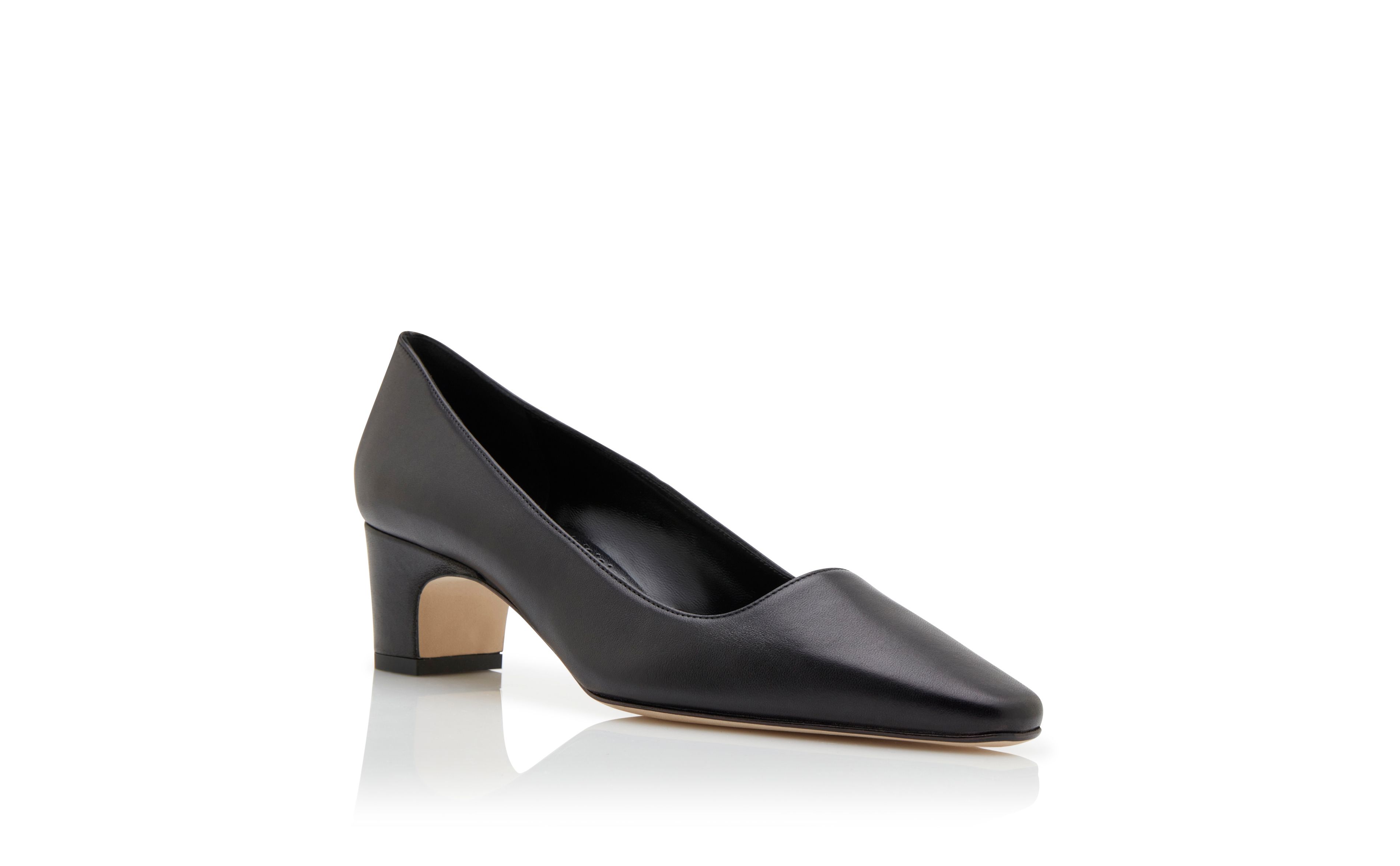 Designer Black Nappa Leather Pumps - Image Upsell