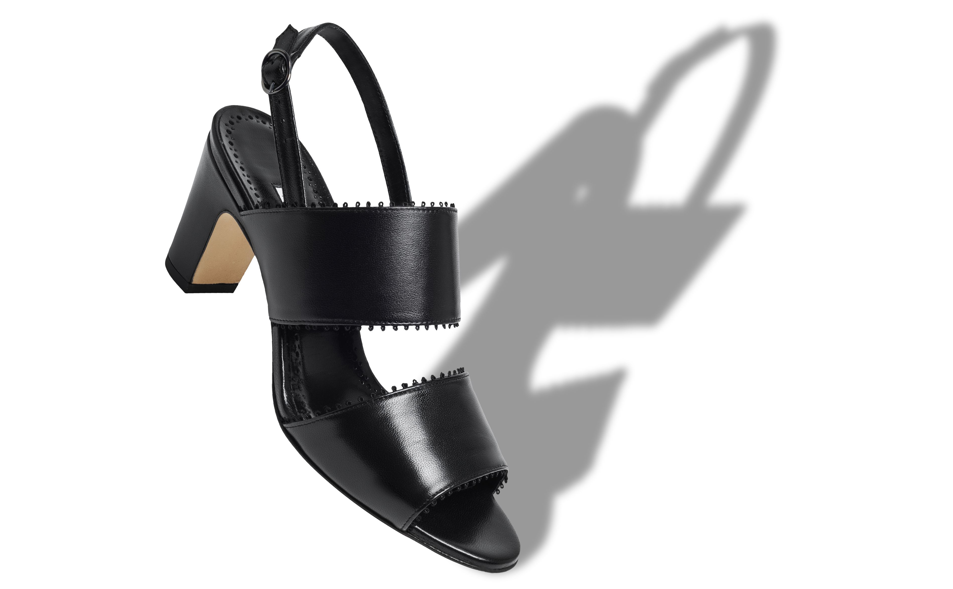 Designer Black Nappa Leather Slingback Sandals - Image small_image