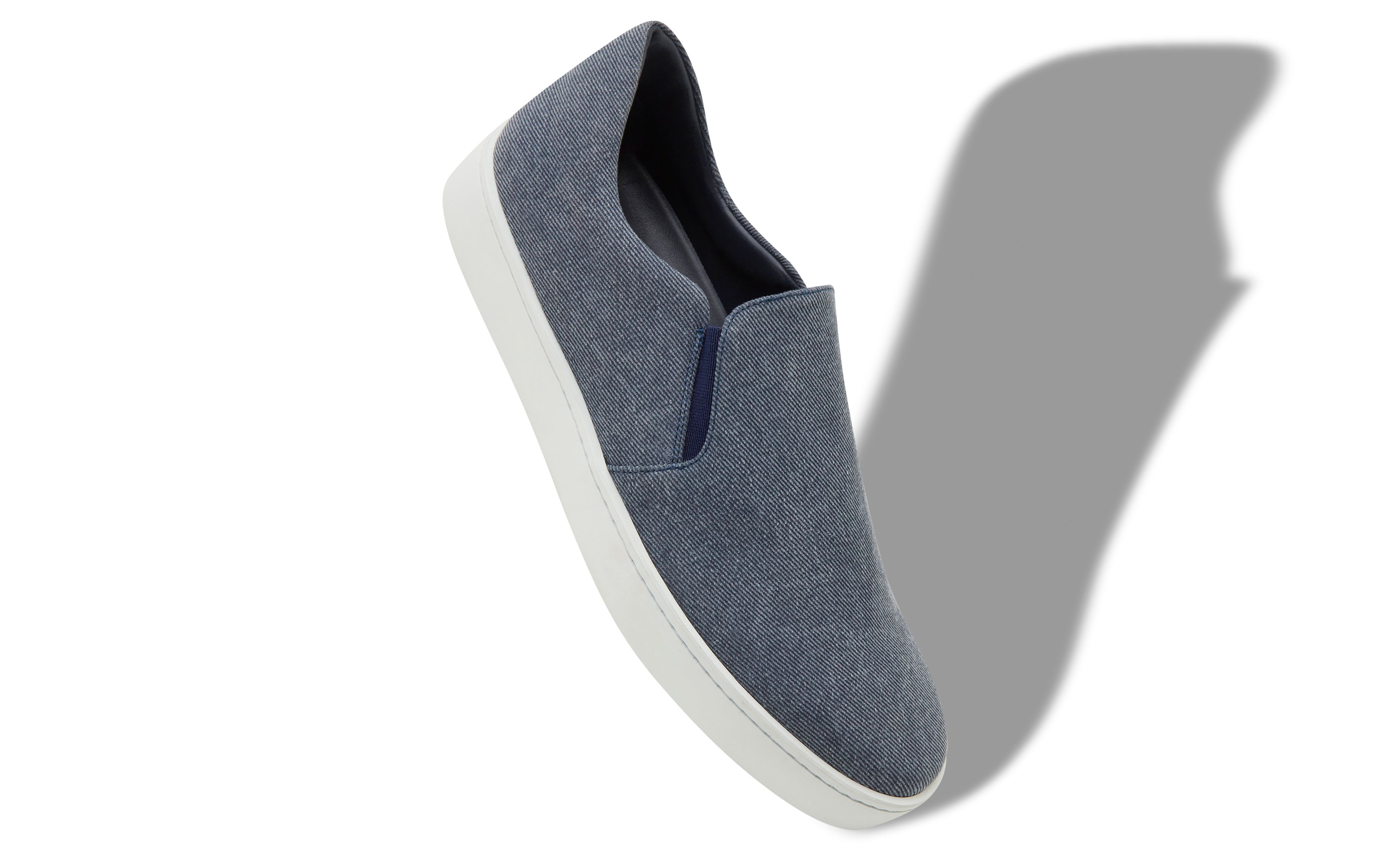Designer Blue Denim Slip-On Sneakers  - Image Main