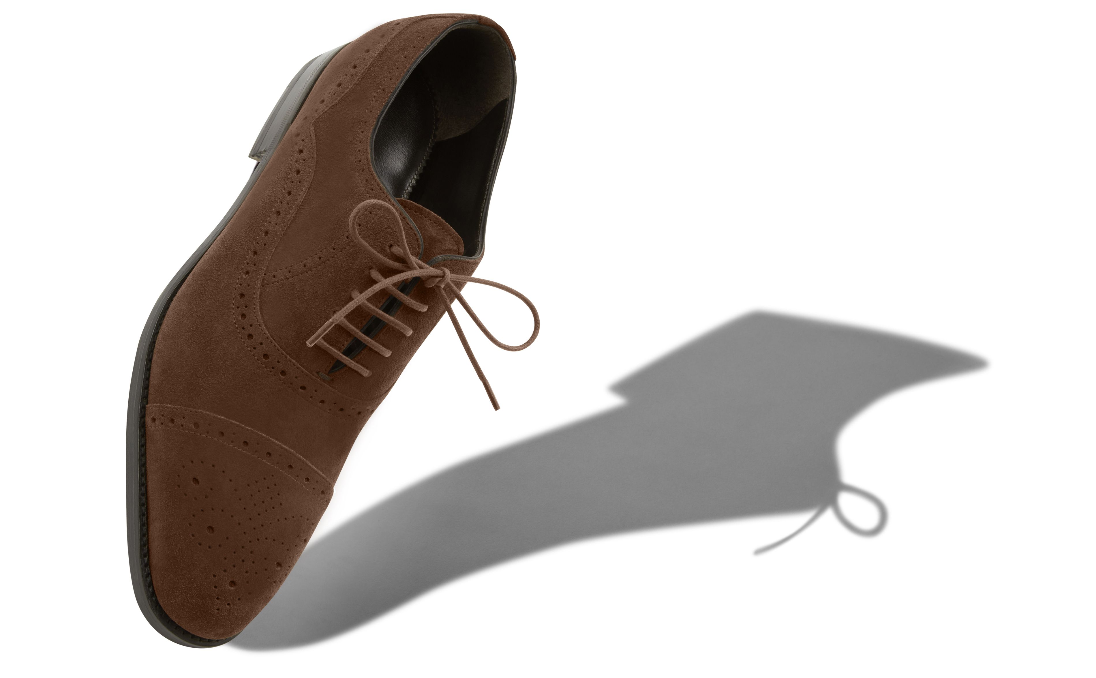 Designer Dark Brown Suede Cap Toe Oxfords - Image small_image