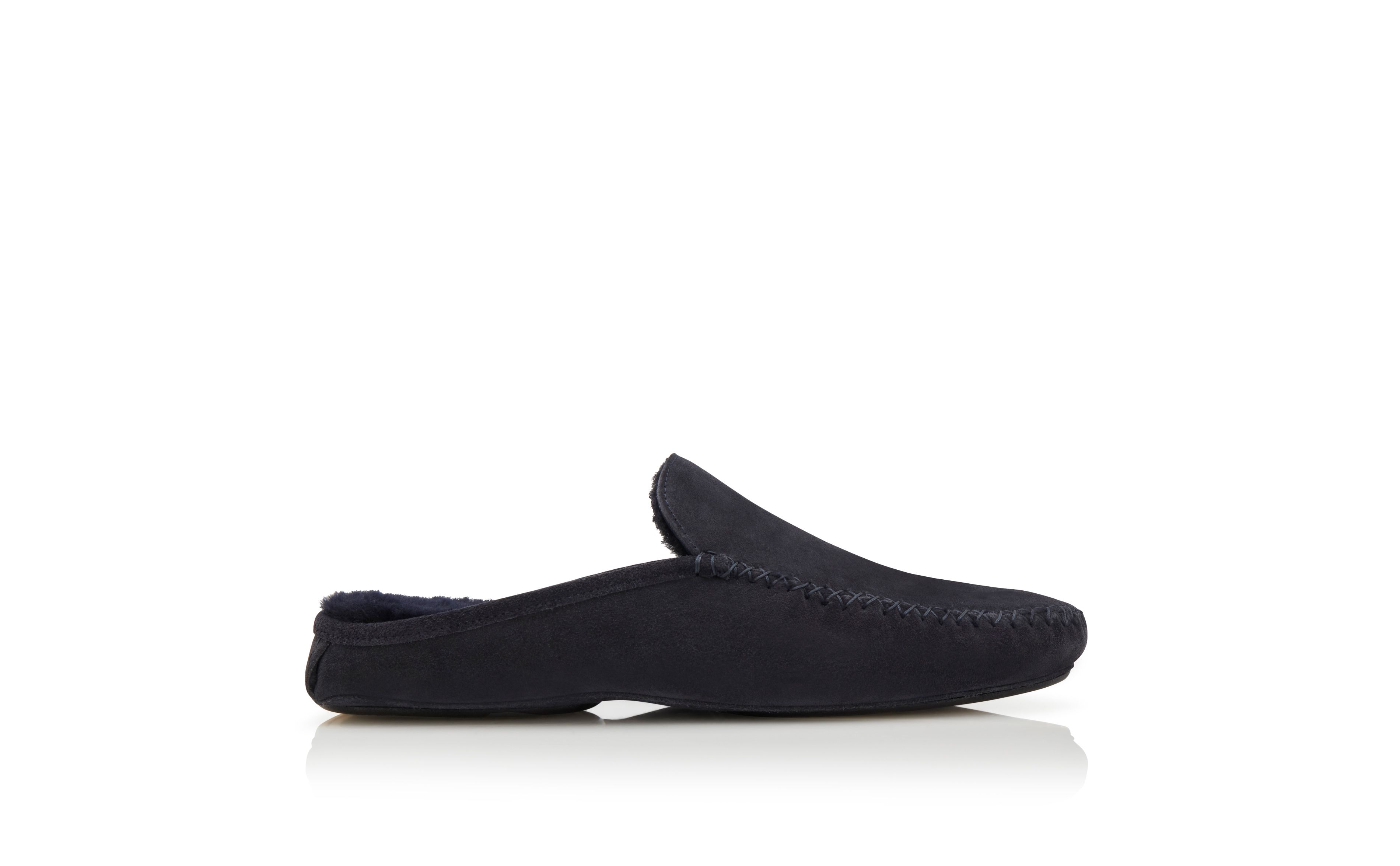 Designer Navy Blue Suede Slippers - Image thumbnail