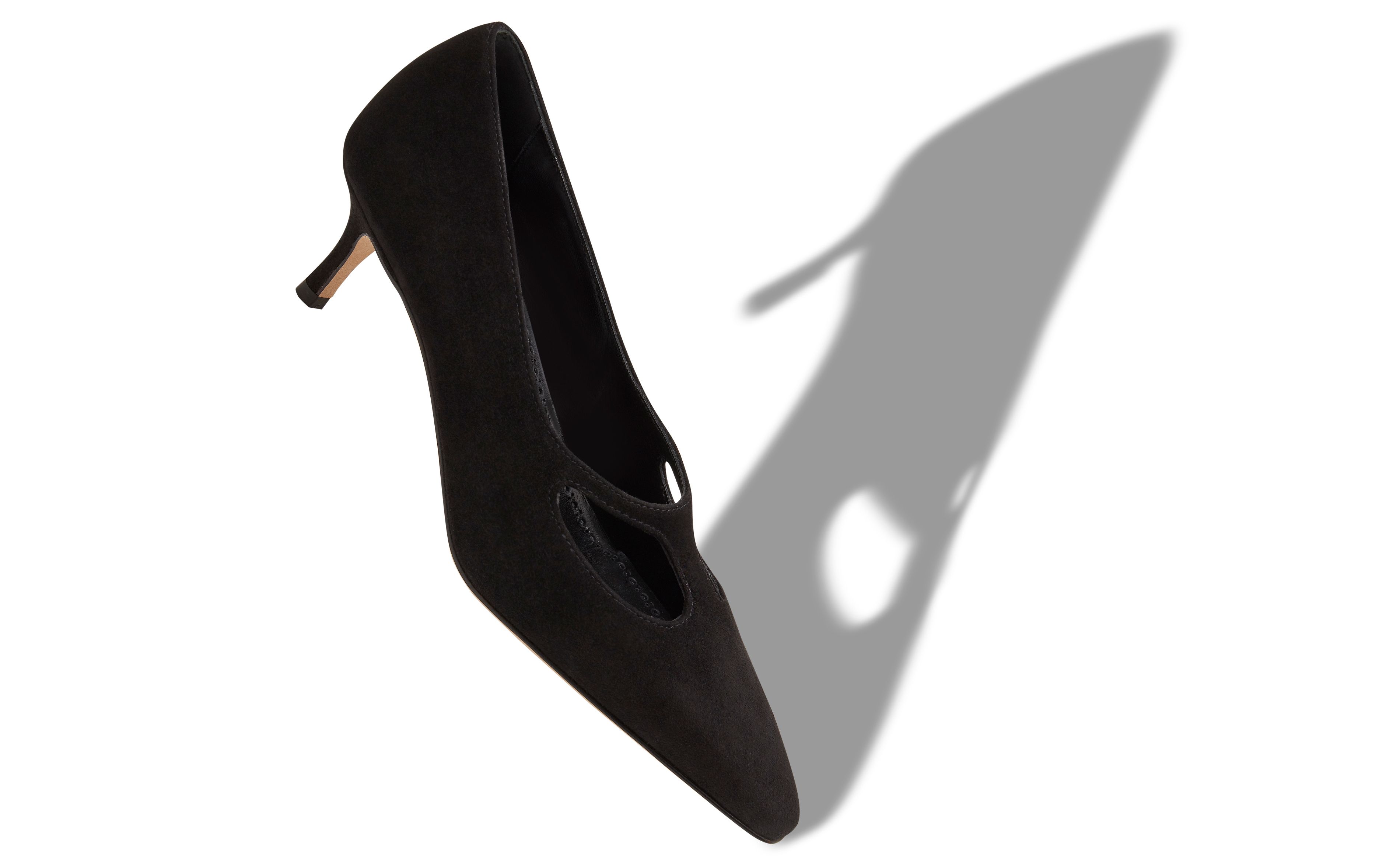 Designer Black Suede Cut Out Detail Pumps - Image small_image