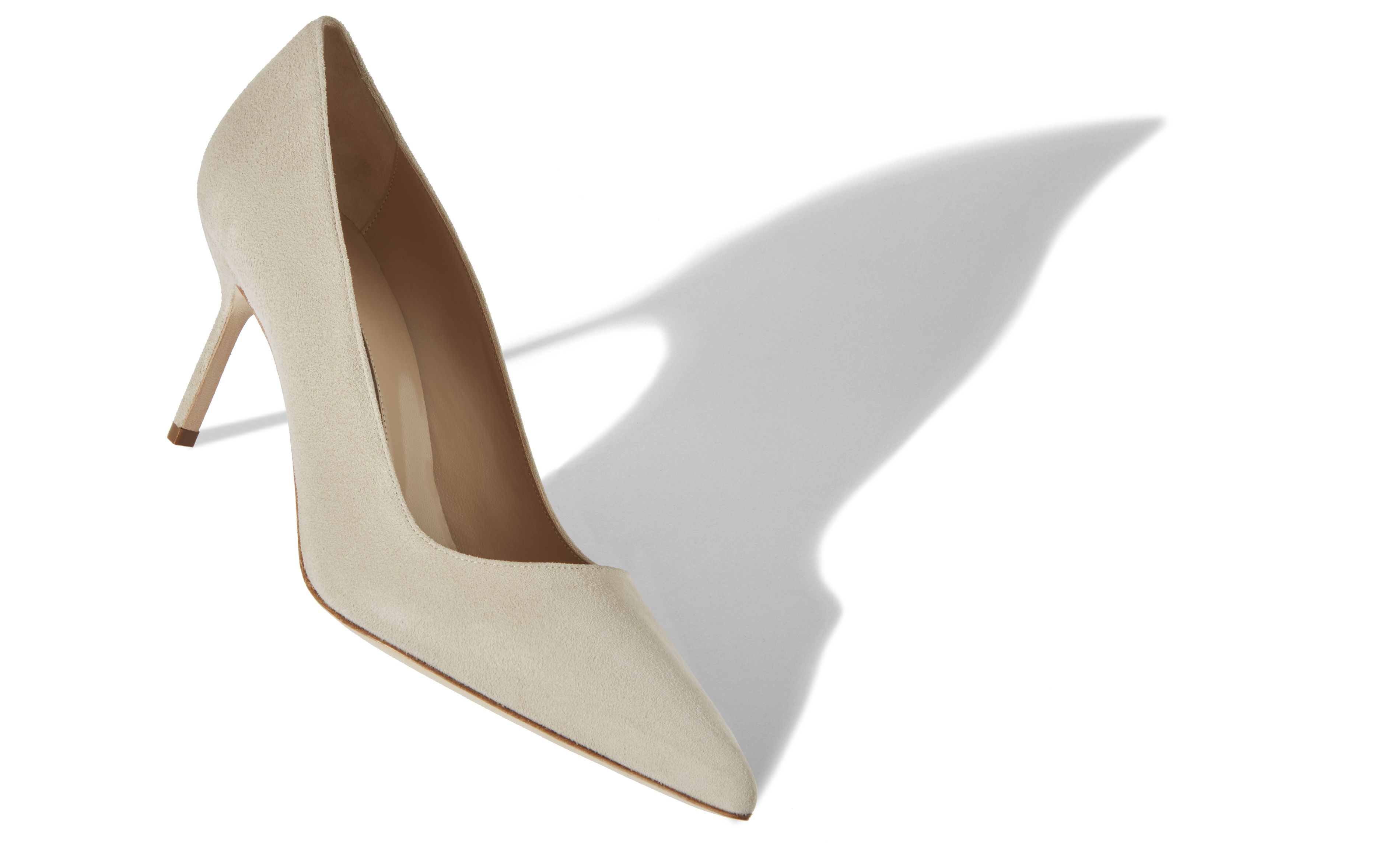 Designer Light Taupe Suede Pointed Toe Pumps - Image small_image