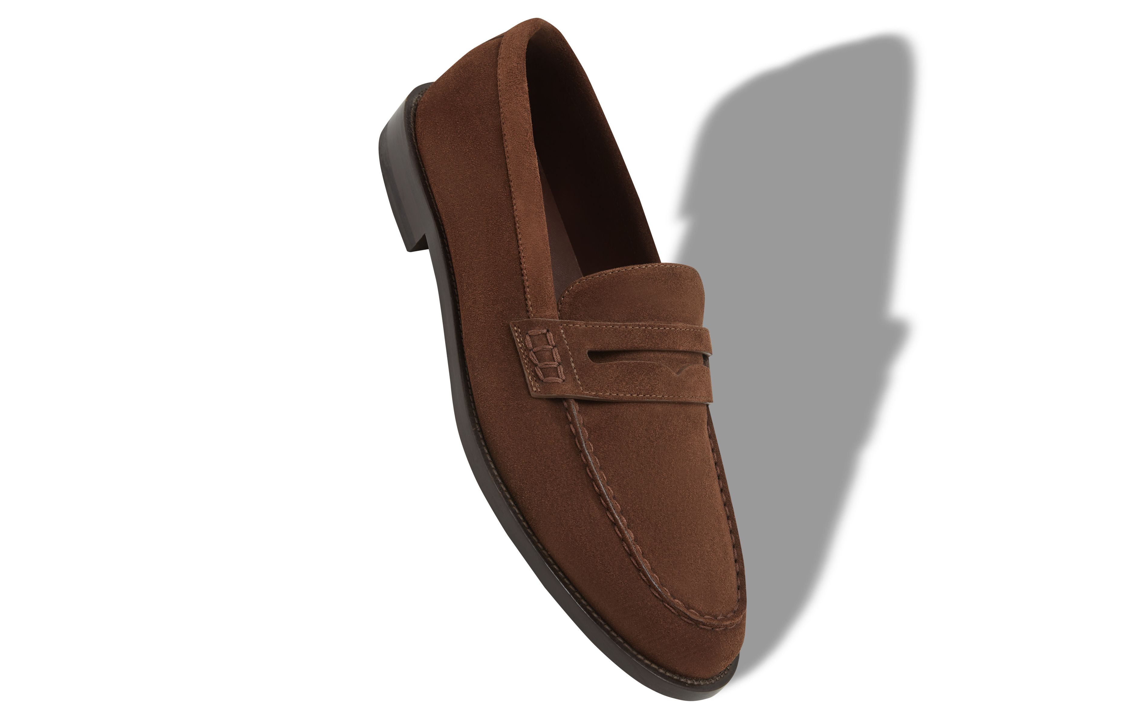 Designer Dark Brown Suede Penny Loafers - Image Main View