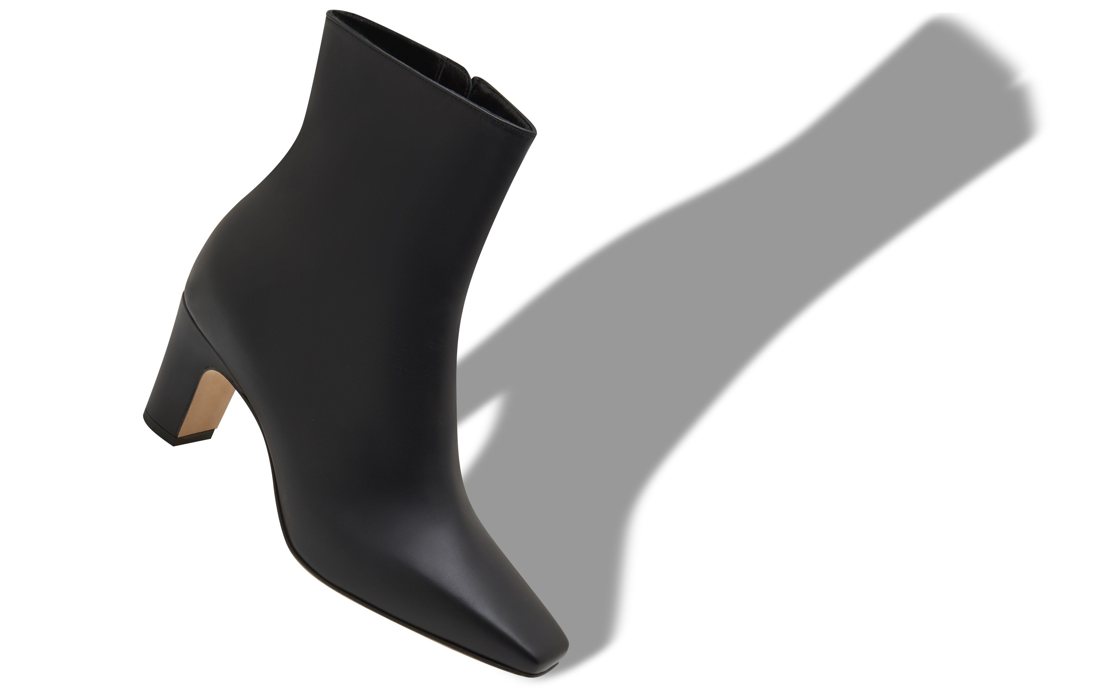 Designer Black Calf Leather Ankle Boots - Image Main View
